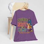 "Double Shift At Home" T-Shirt — Funny Nurse Dog Mom Graphic Tee
