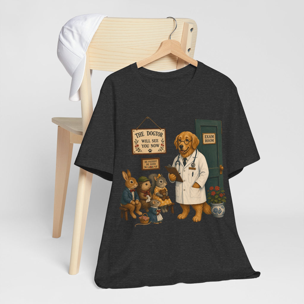 Dog Doctor Tee — Vintage Veterinary Illustration T-Shirt (The Doctor Will See You Now)