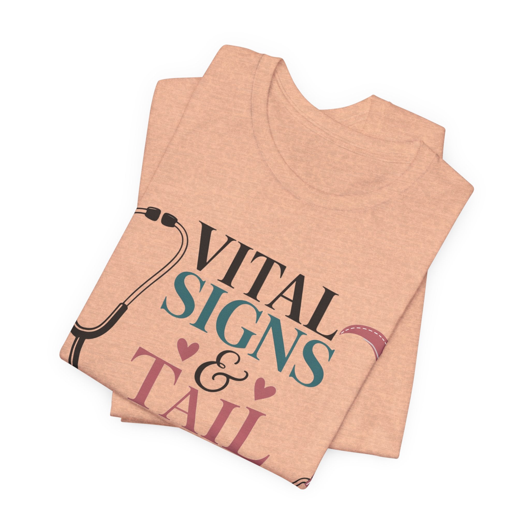 Vital Signs & Tail Wags Tee - Nurse Vet Stethoscope Paw Print T-Shirt