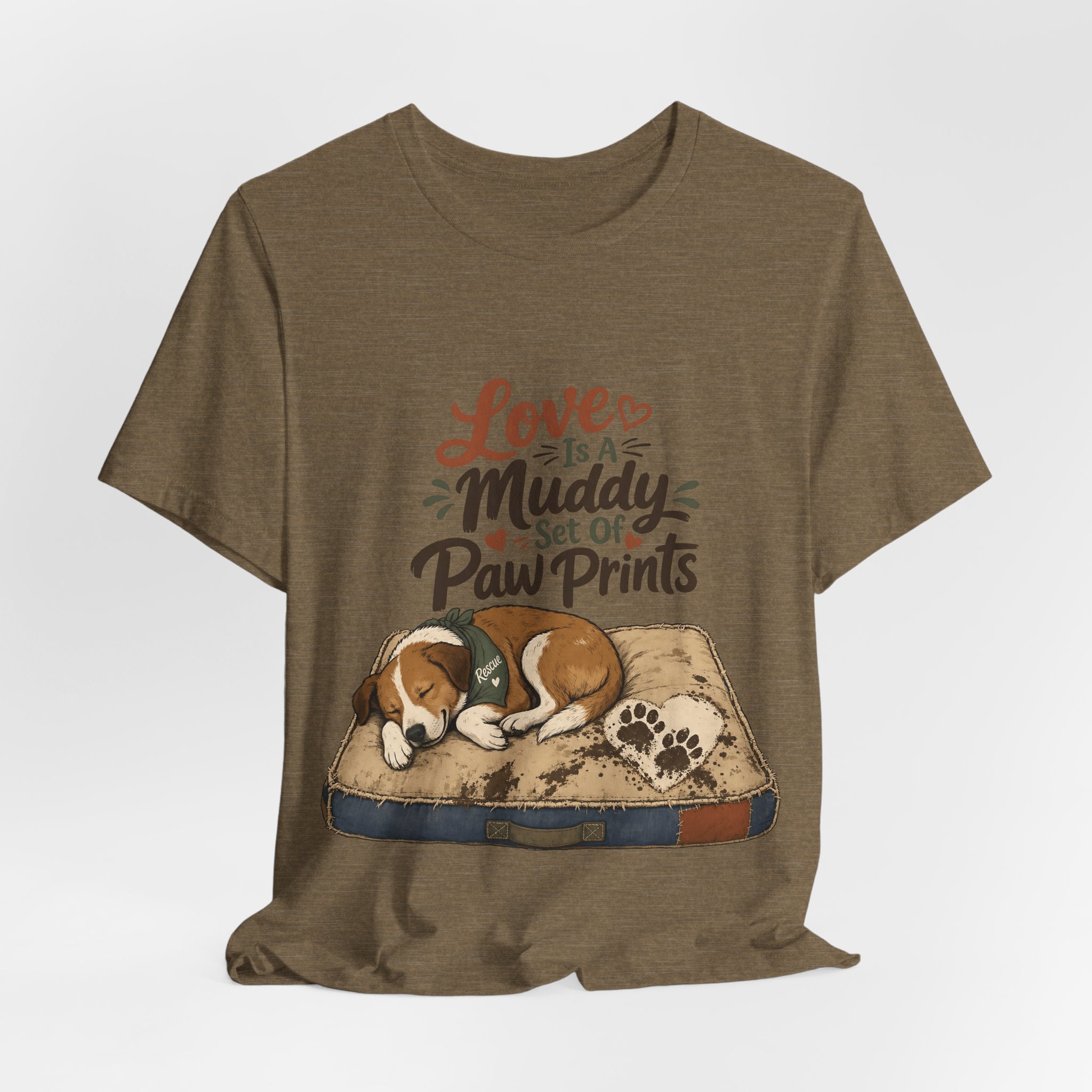 "Love Is A Muddy Set Of Paw Prints" Dog Lover T-Shirt — Dog Mom Graphic Tee