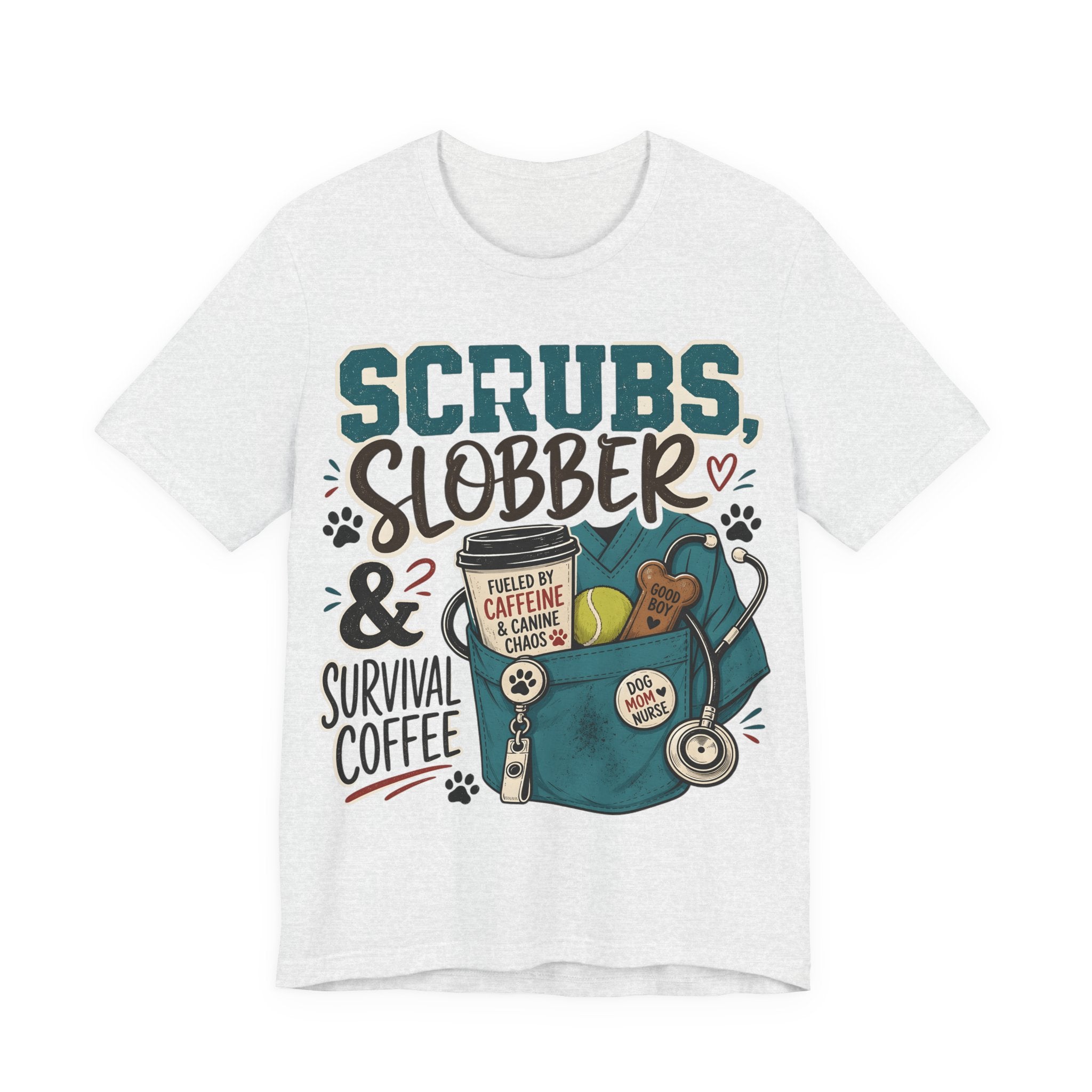Scrubs, Slobber & Survival Coffee Tee — Funny Vet Nurse Shirt