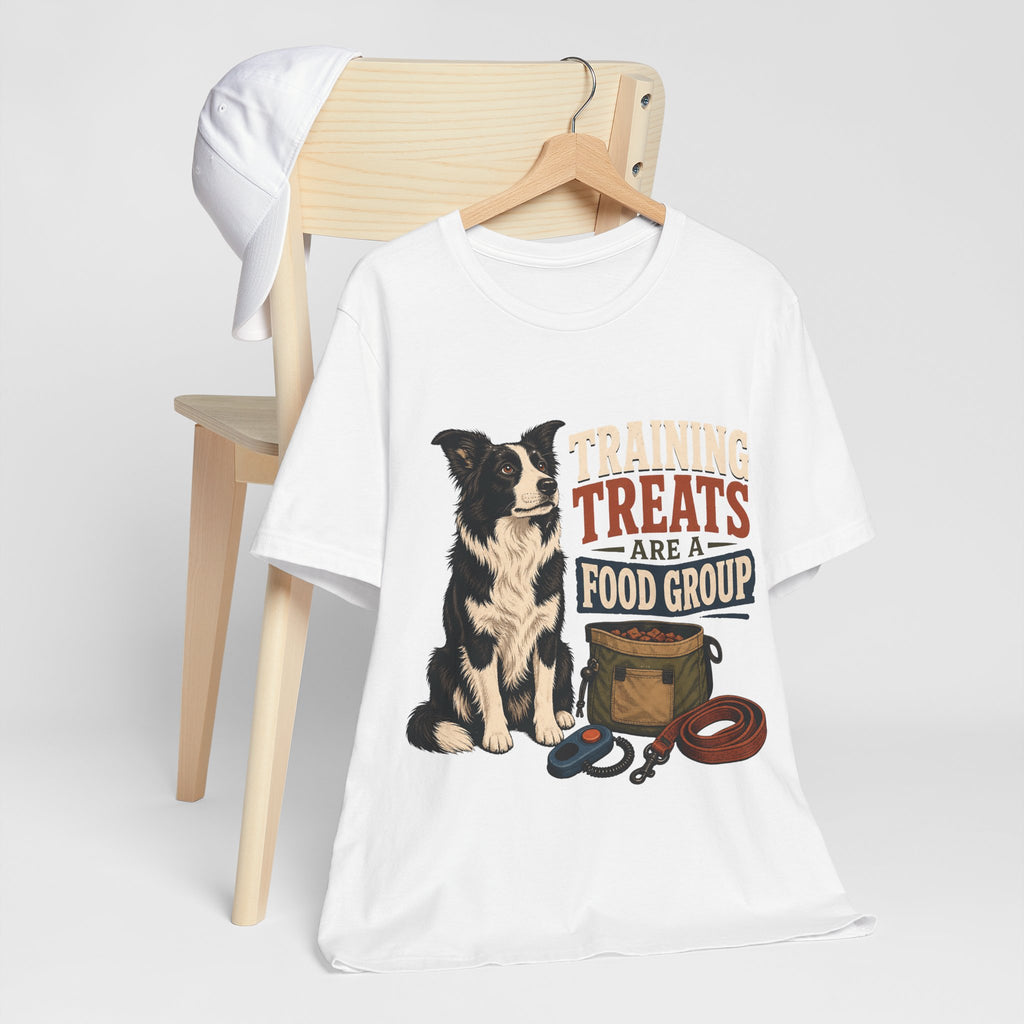 "Training Treats Are A Food Group" Dog Lover T-Shirt — Funny Dog Graphic Tee