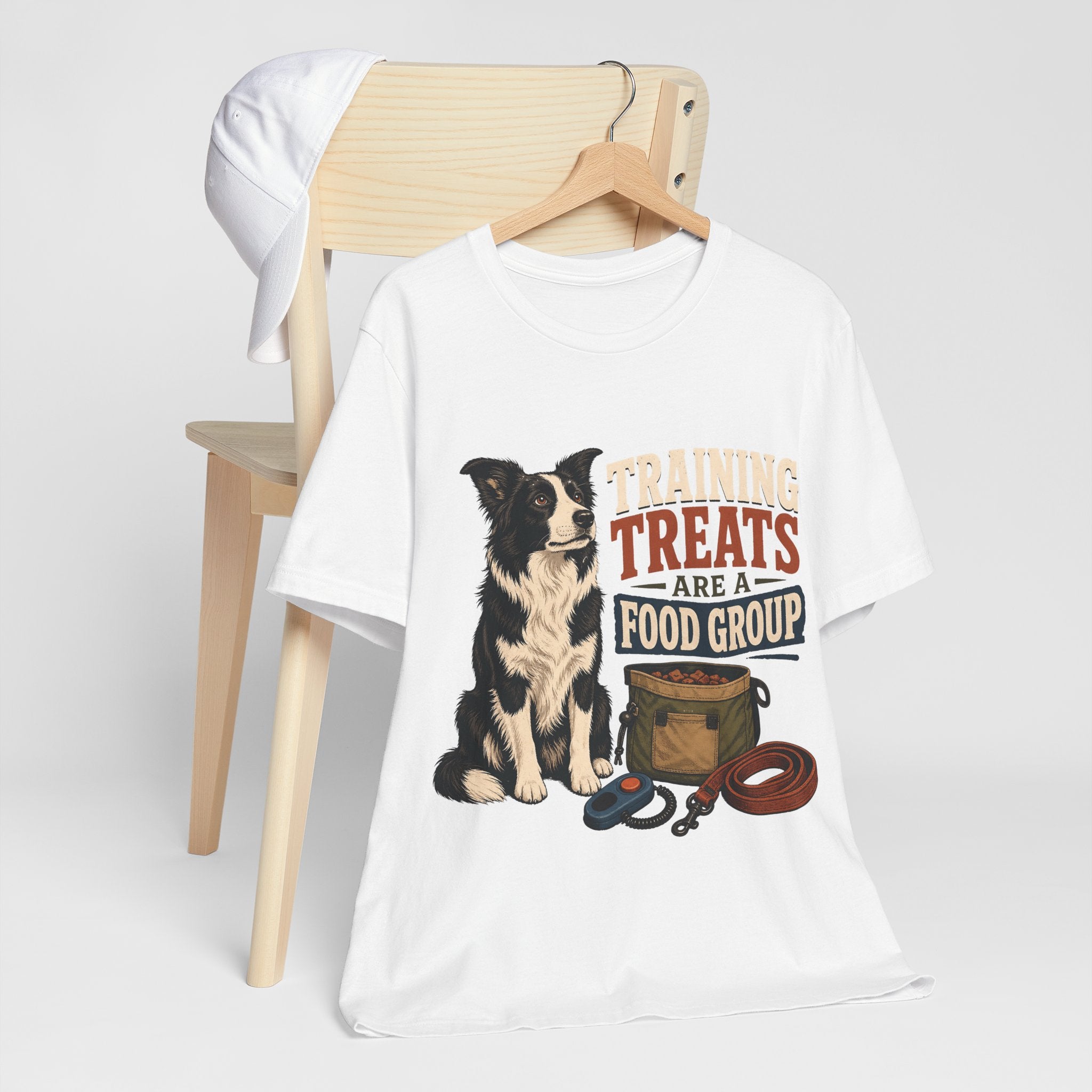 "Training Treats Are A Food Group" Dog Lover T-Shirt — Funny Dog Graphic Tee