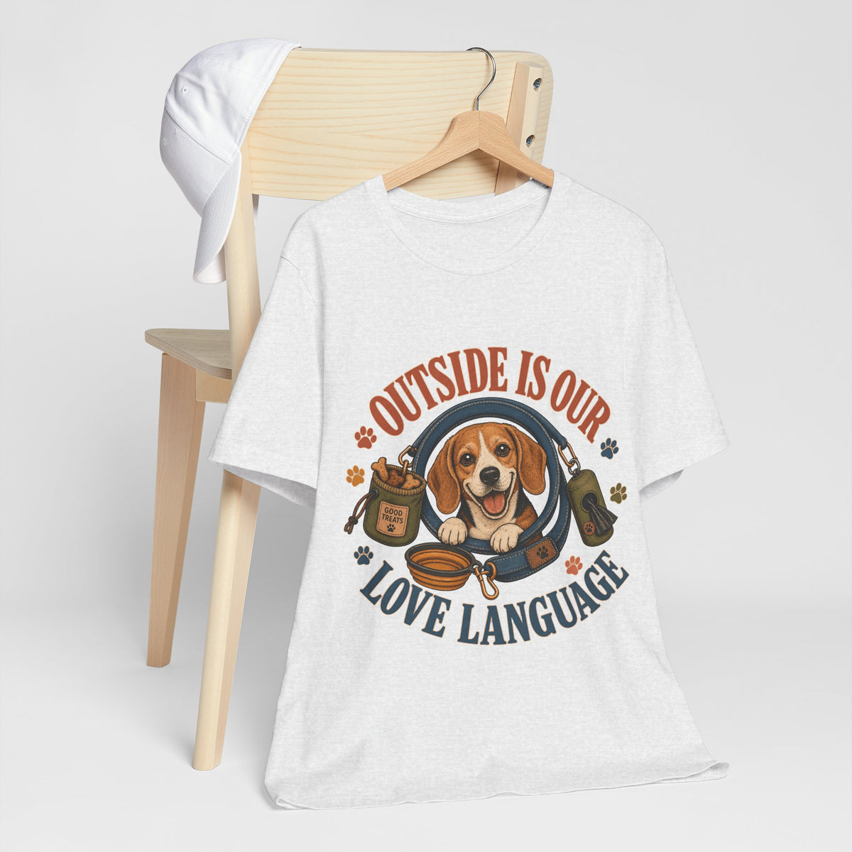"Outside Is Our Love Language" Beagle T-Shirt — Retro Dog Lover Graphic Tee