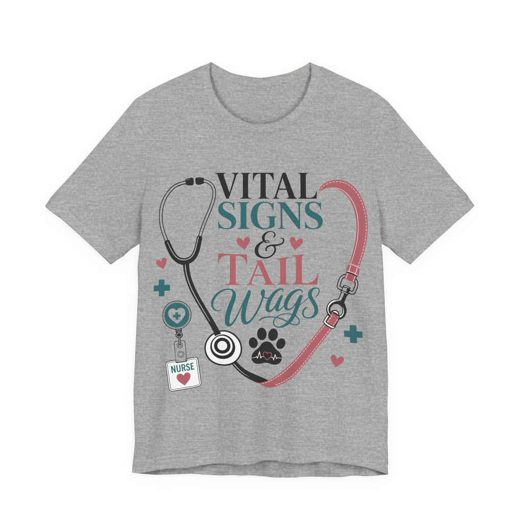 Vital Signs & Tail Wags Tee - Nurse Vet Stethoscope Paw Print T-Shirt