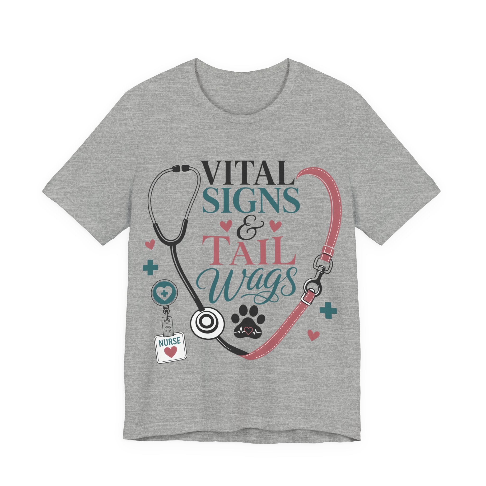 Vital Signs & Tail Wags Tee - Nurse Vet Stethoscope Paw Print T-Shirt