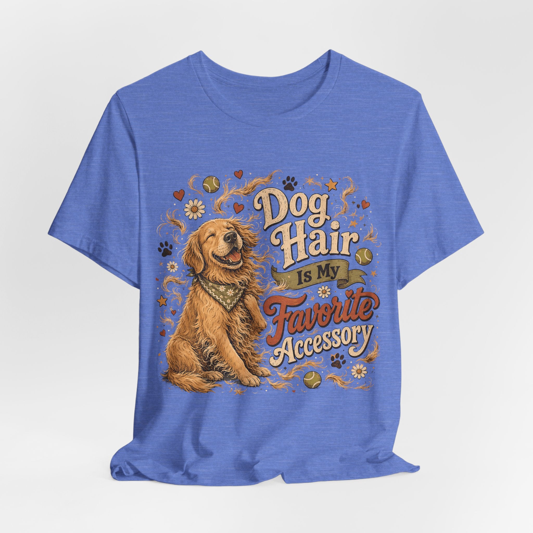 Dog Hair Is My Favorite Accessory T-Shirt — Cute Golden Retriever Tee for Dog Lovers