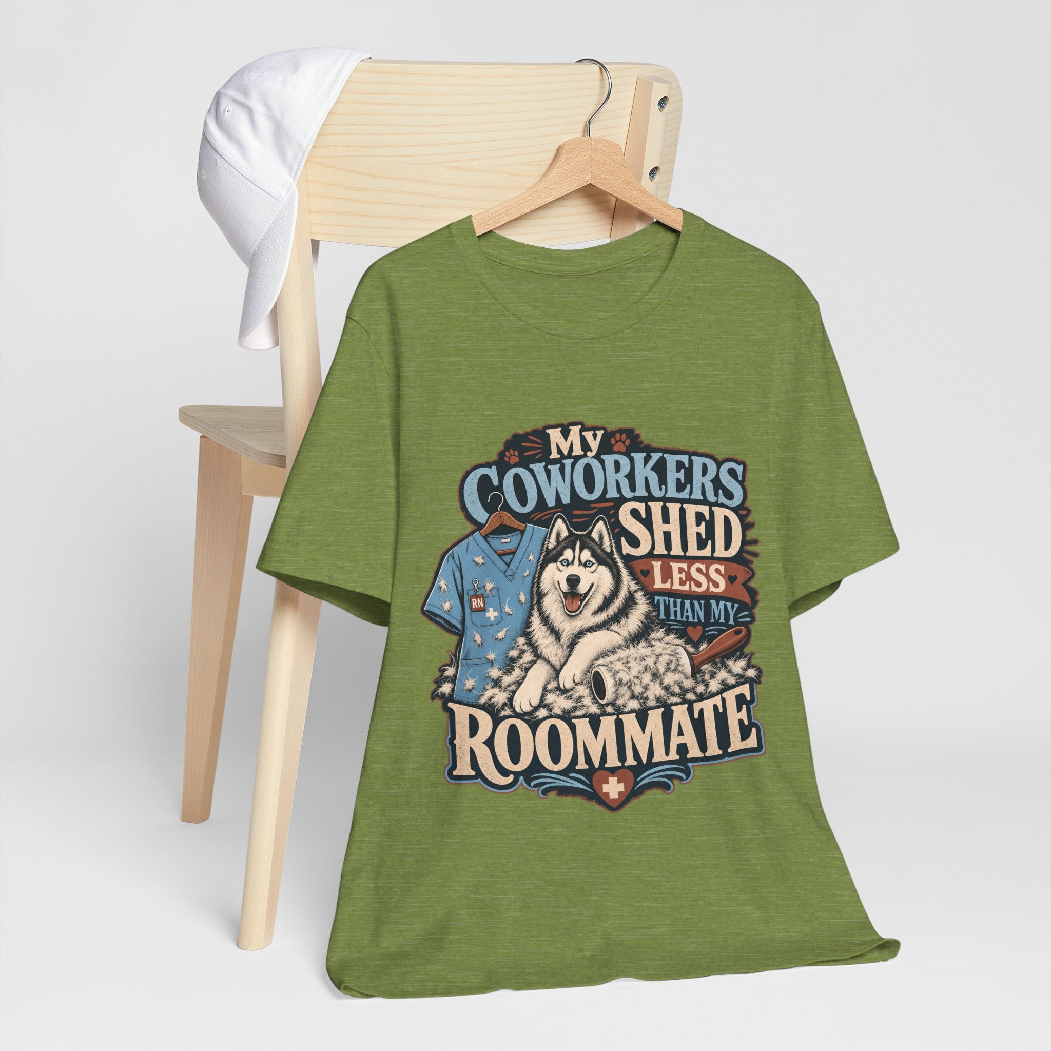 "My Coworkers Shed Less Than My Roommate" Nurse T-Shirt — Dog Mom Nurse Graphic Tee