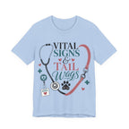 Vital Signs & Tail Wags Tee - Nurse Vet Stethoscope Paw Print T-Shirt