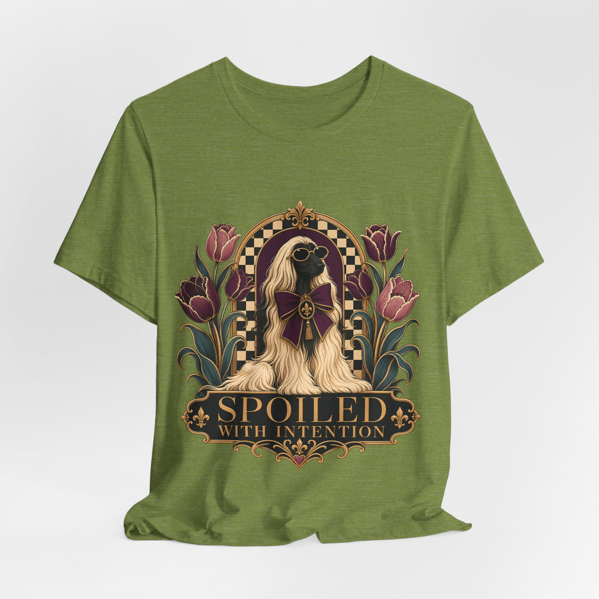"Spoiled with Intention" — Luxury Afghan Hound Dog Mom T-Shirt