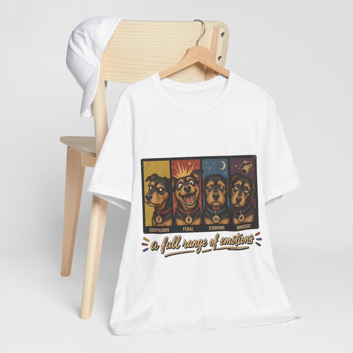 "A Full Range of Emotions" Dog T-Shirt — Funny Mood Chart Graphic Tee