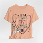 Vital Signs & Tail Wags Tee - Nurse Vet Stethoscope Paw Print T-Shirt