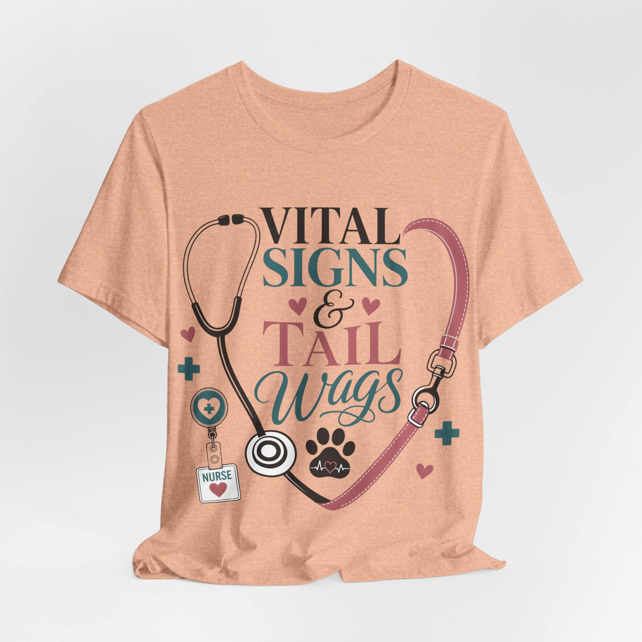 Vital Signs & Tail Wags Tee - Nurse Vet Stethoscope Paw Print T-Shirt