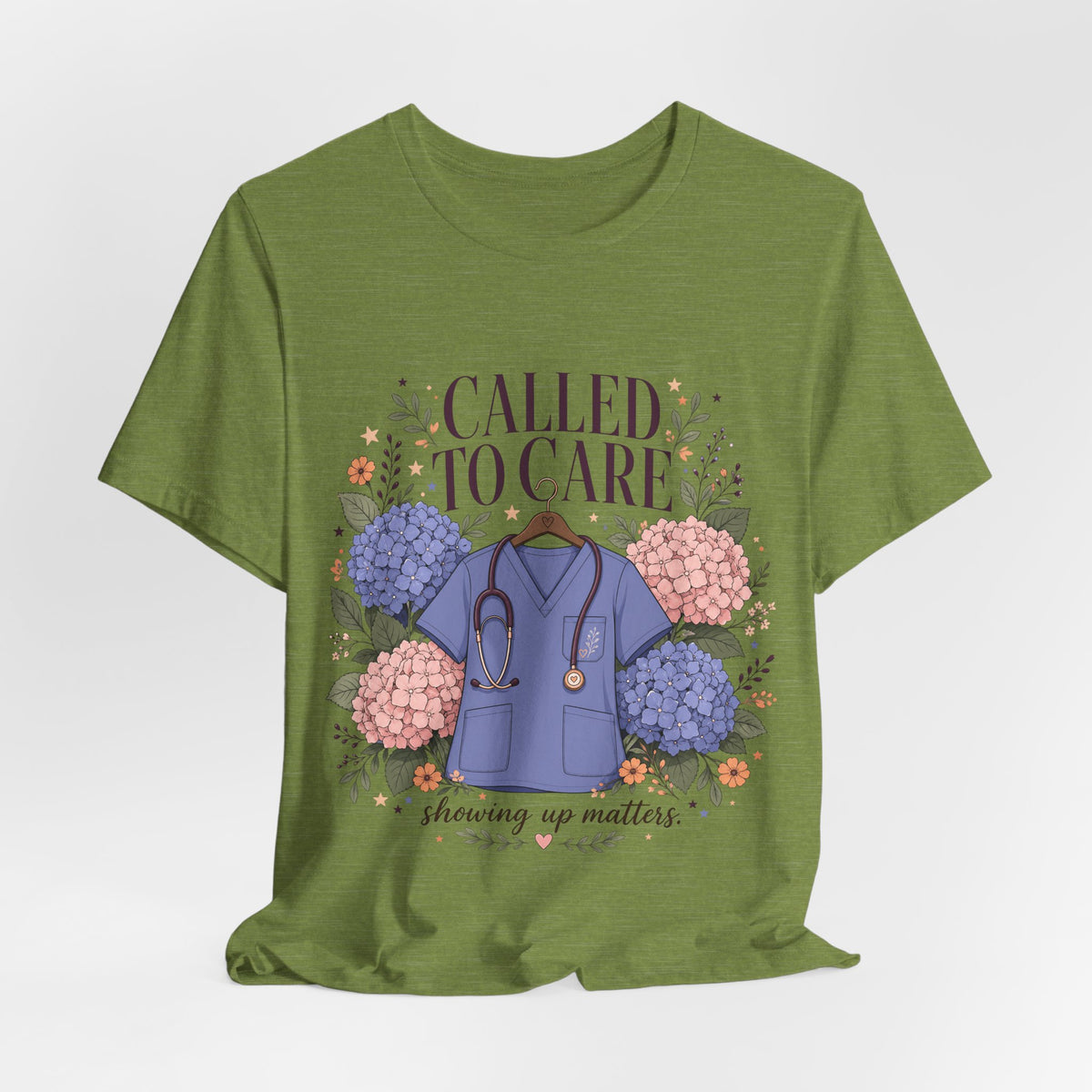 "Called To Care" Nurse T-Shirt — Floral Scrubs Nurse Graphic Tee