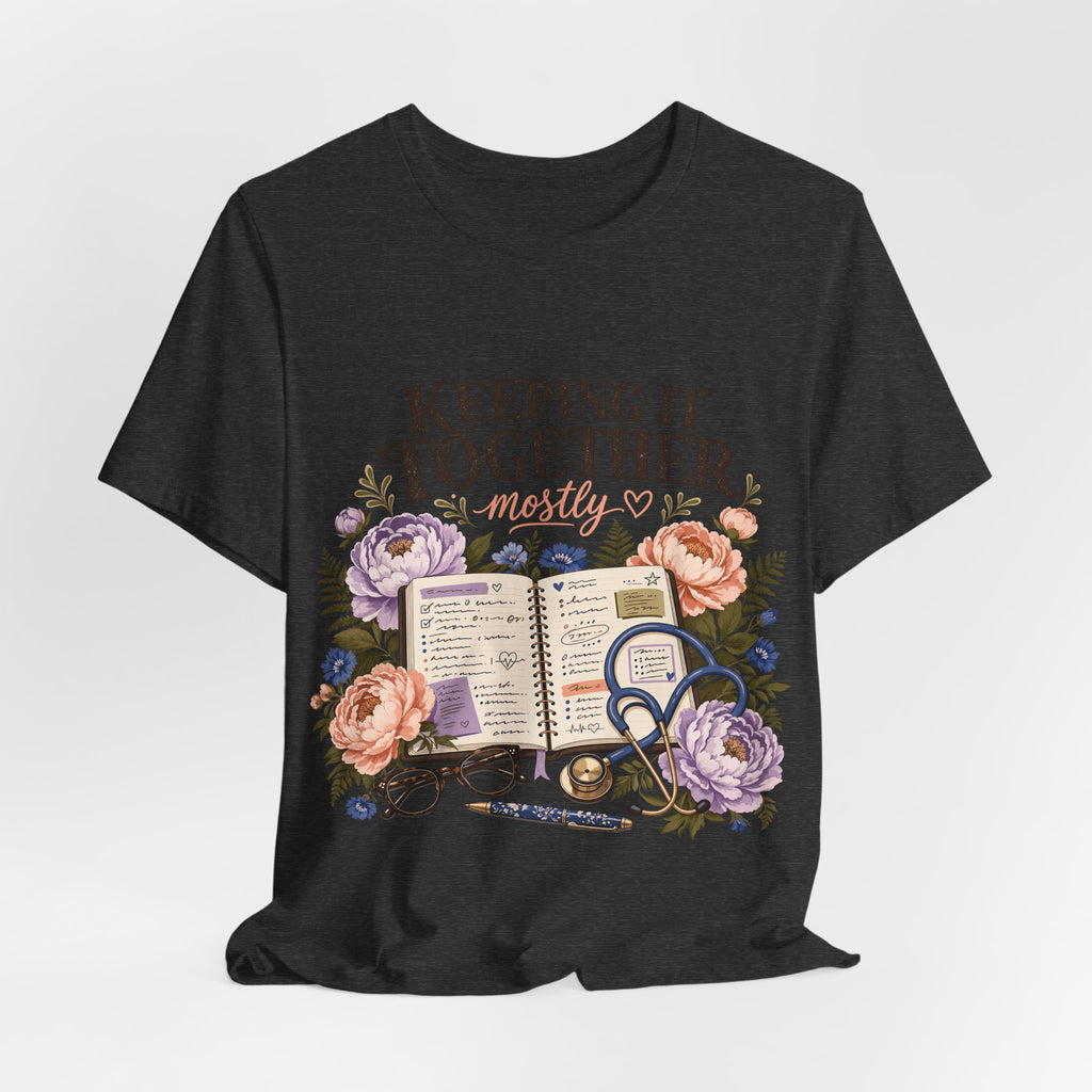 "Keeping It Together Mostly" — Botanical Nurse T-Shirt