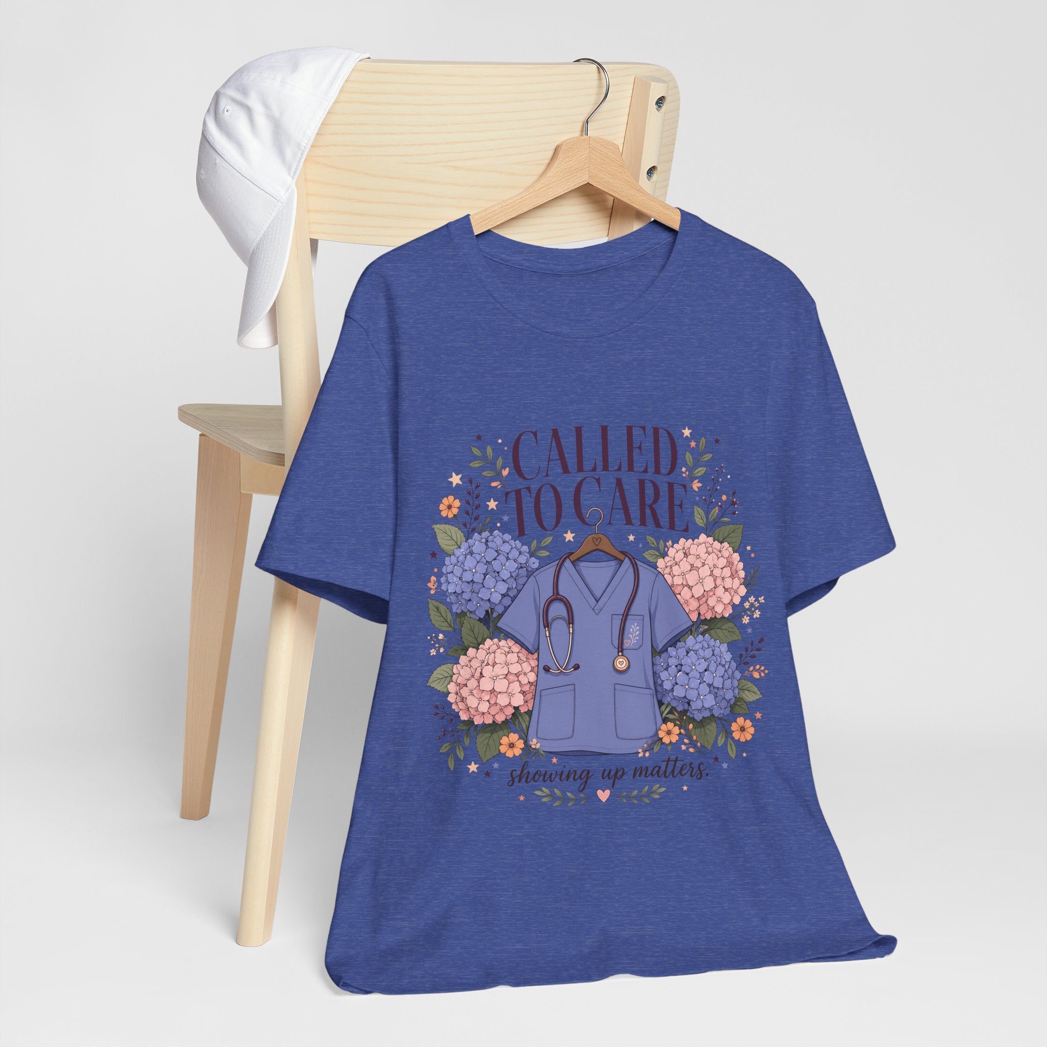 "Called To Care" Nurse T-Shirt — Floral Scrubs Nurse Graphic Tee