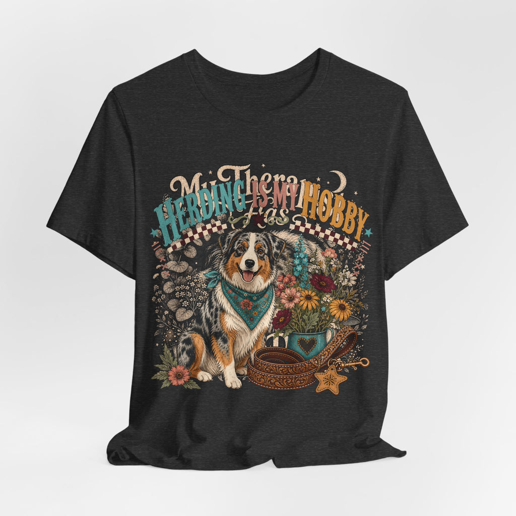 "Herding Is My Hobby" Australian Shepherd T-Shirt — Retro Dog Lover Graphic Tee