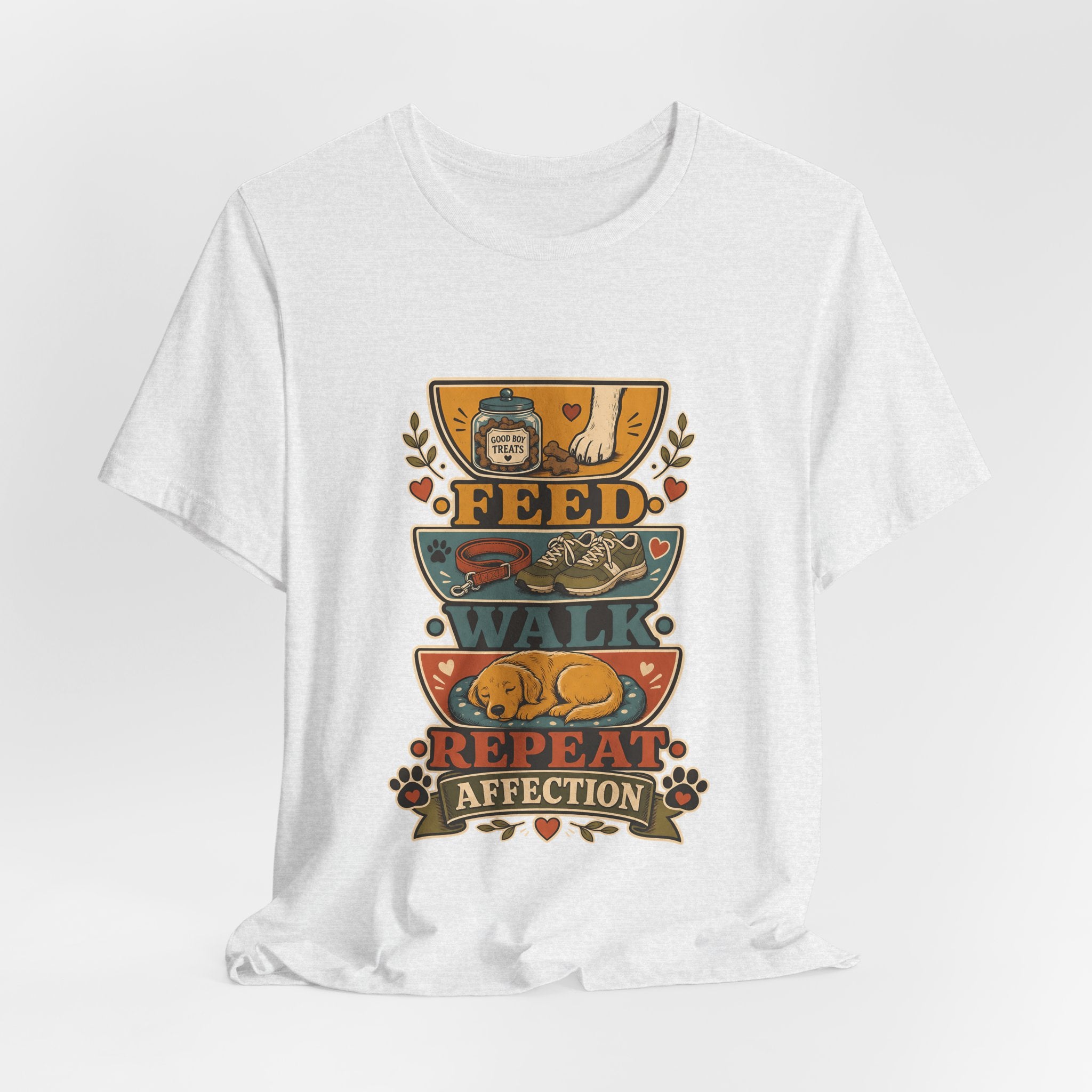 "Feed Walk Repeat Affection" — Retro Dog Mom T-Shirt