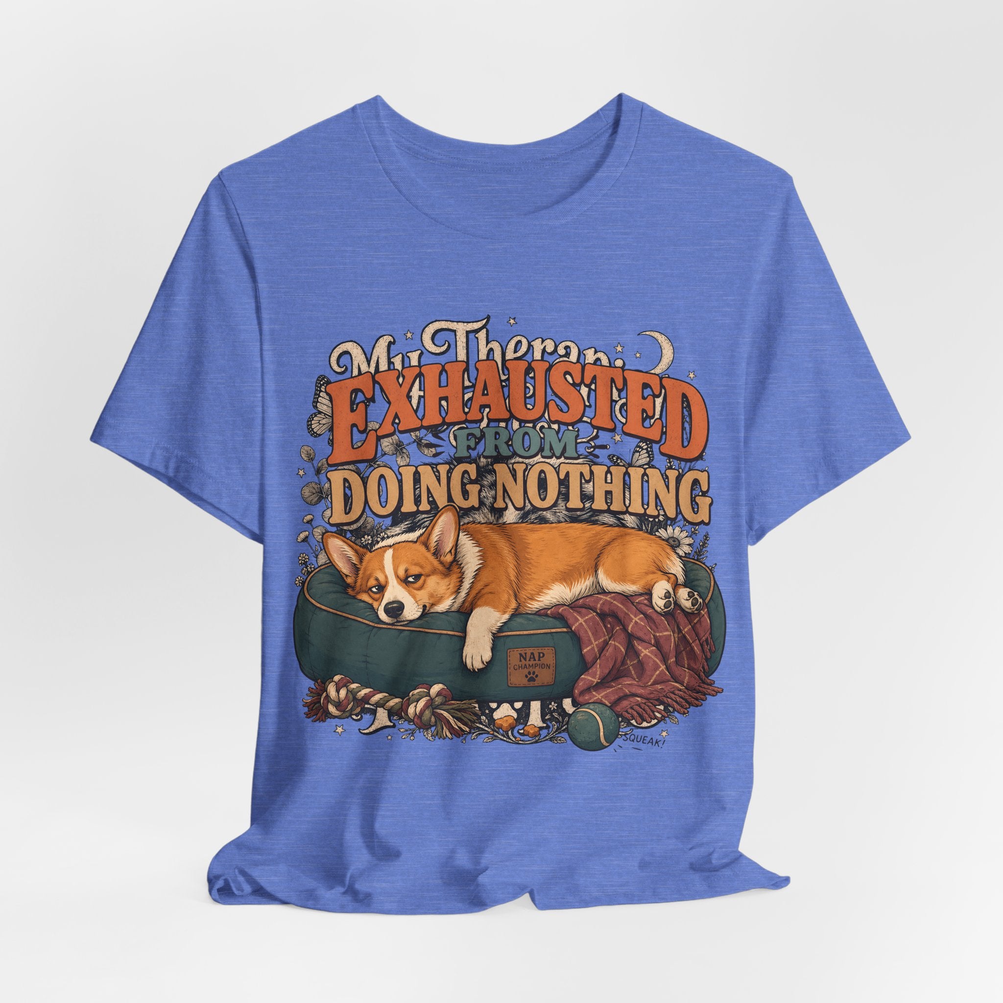 "Exhausted From Doing Nothing" Corgi T-Shirt — Funny Sleepy Dog Graphic Tee