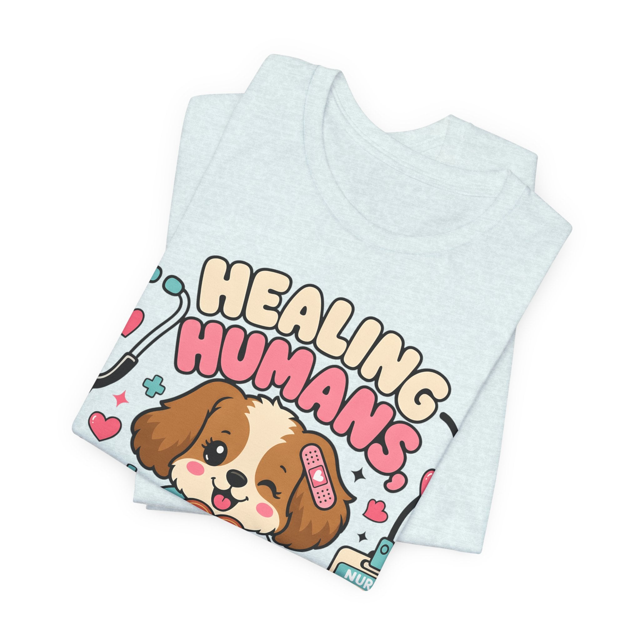 Healing Humans, Spoiling Dogs T‑Shirt — Cute Veterinary Nurse Dog Mom Tee