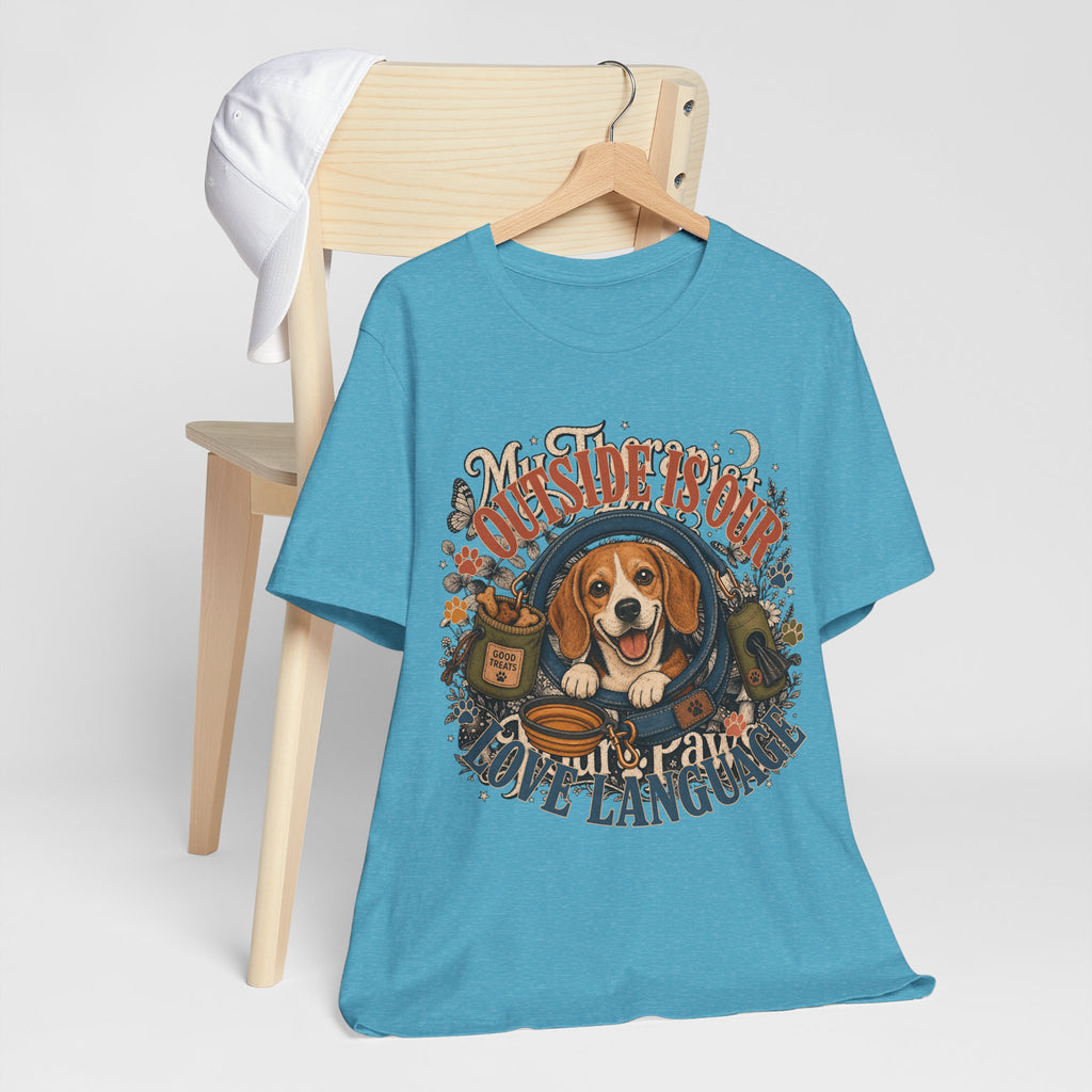 "Outside Is Our Love Language" Beagle T-Shirt — Retro Dog Lover Graphic Tee