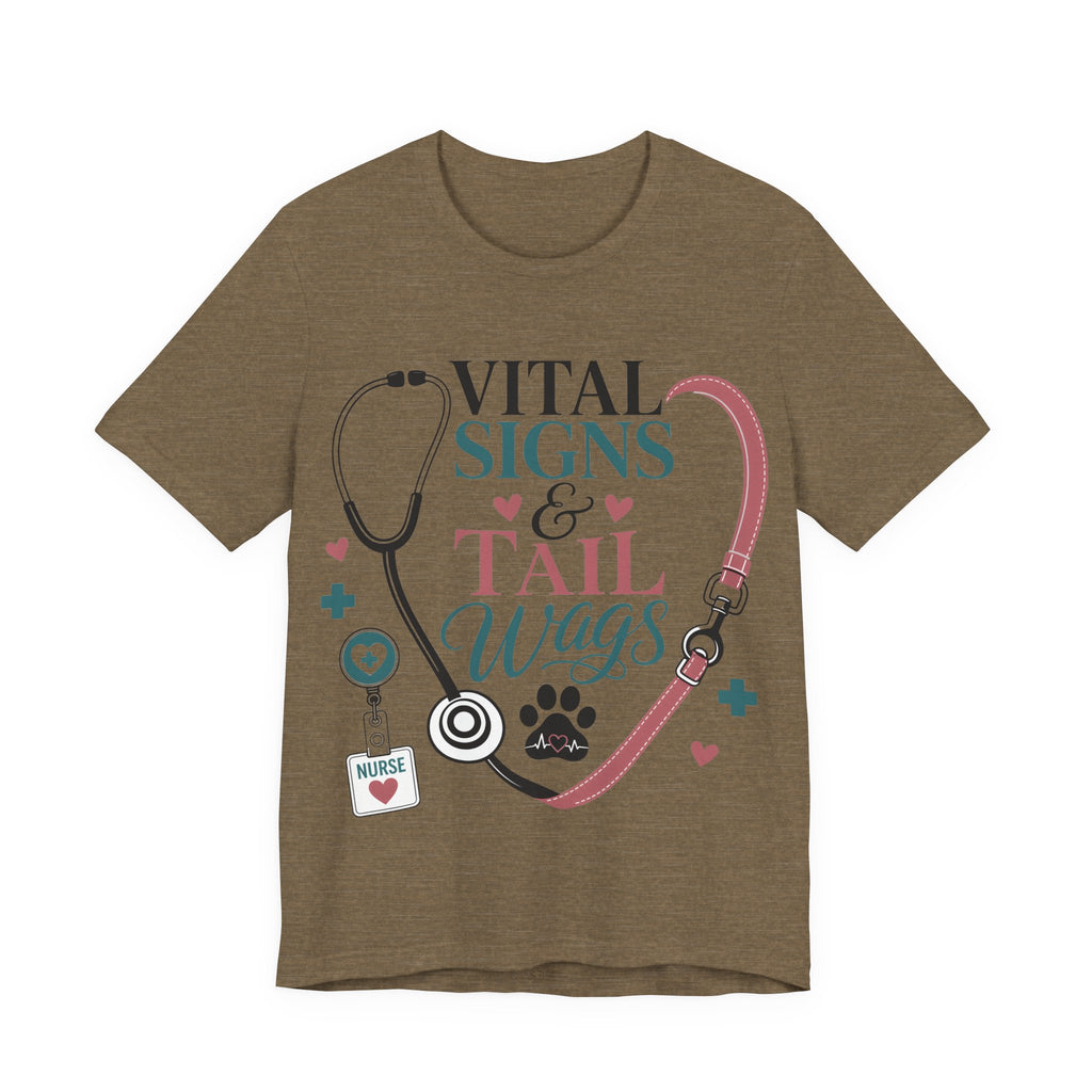 Vital Signs & Tail Wags Tee - Nurse Vet Stethoscope Paw Print T-Shirt