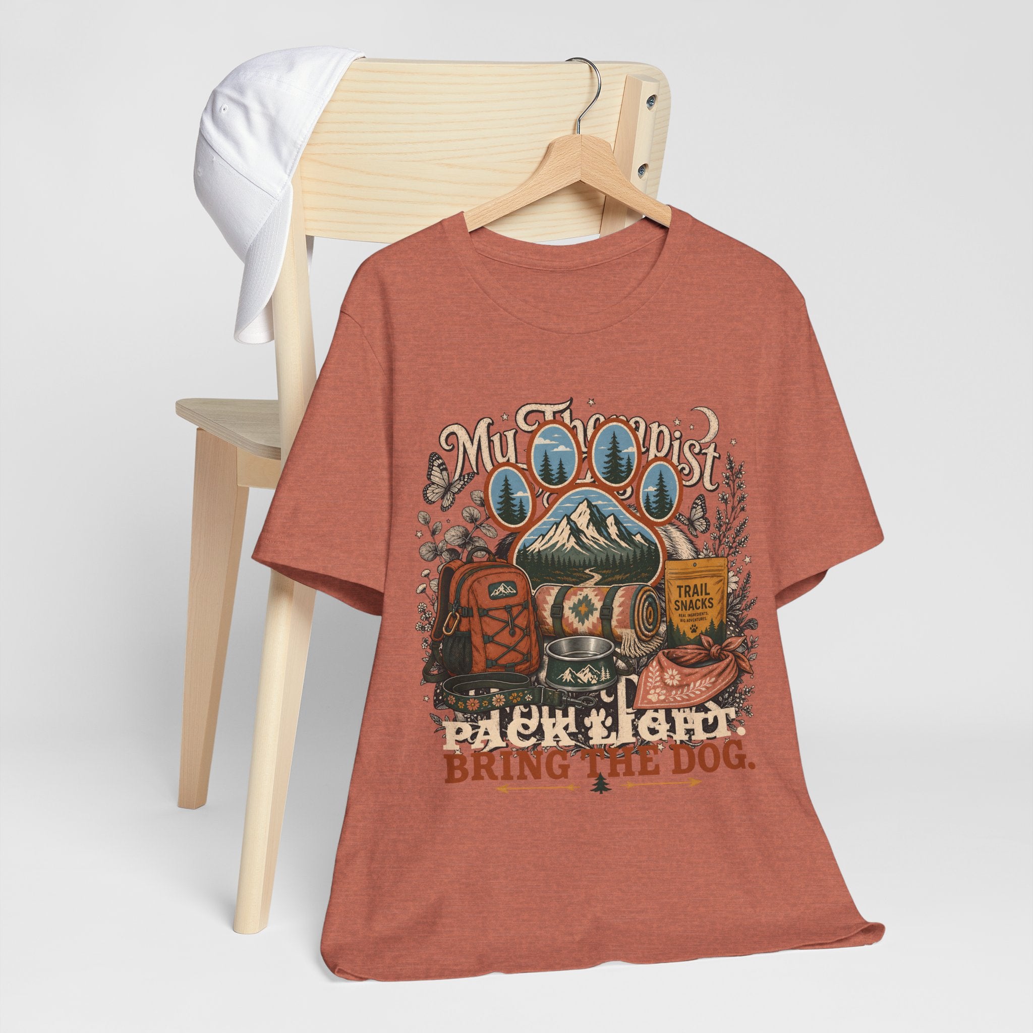 "Pack Light Bring The Dog" T-Shirt — Hiking Dog Lover Graphic Tee