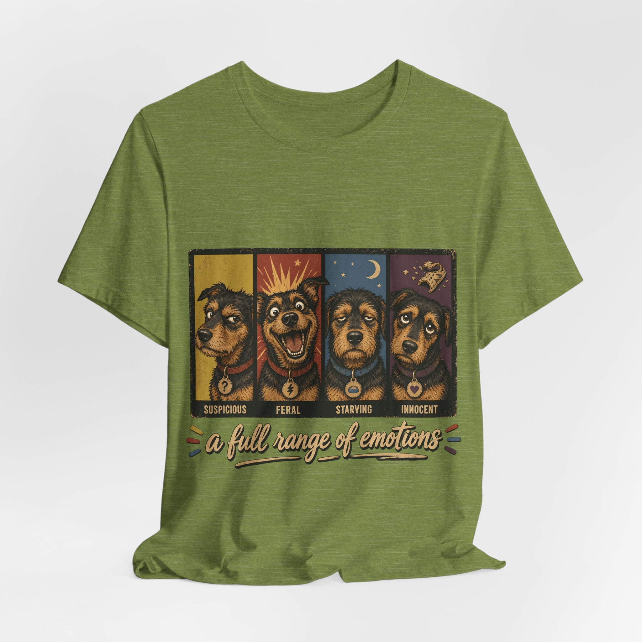 "A Full Range of Emotions" Dog T-Shirt — Funny Mood Chart Graphic Tee