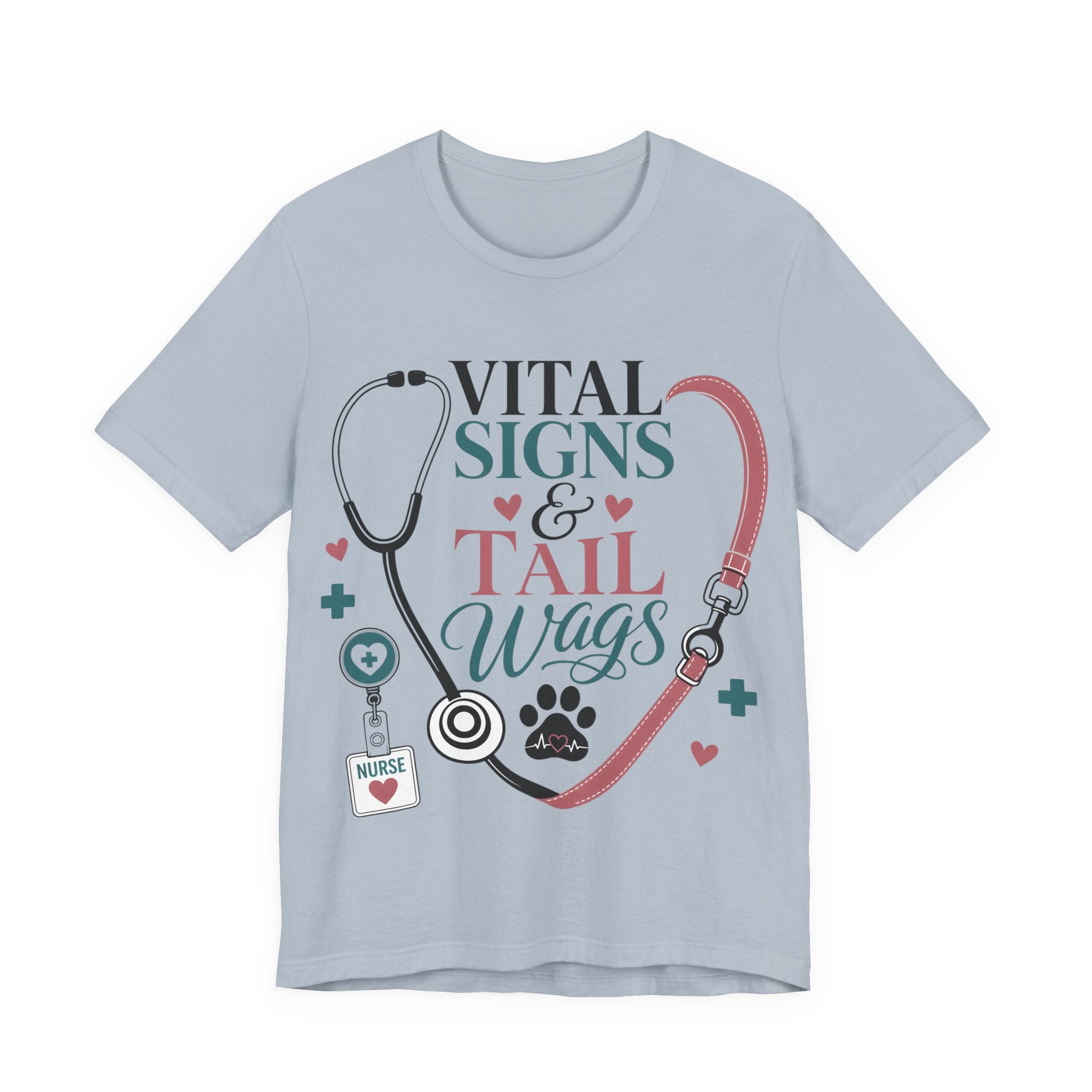 Vital Signs & Tail Wags Tee - Nurse Vet Stethoscope Paw Print T-Shirt