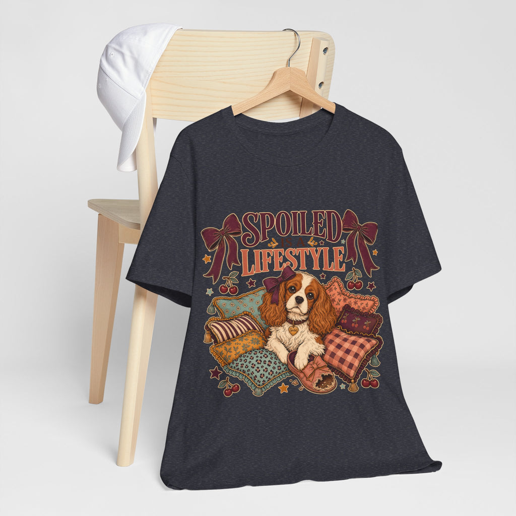 "Spoiled Is A Lifestyle" T-Shirt — Feminine Vintage Dog Mom Graphic Tee