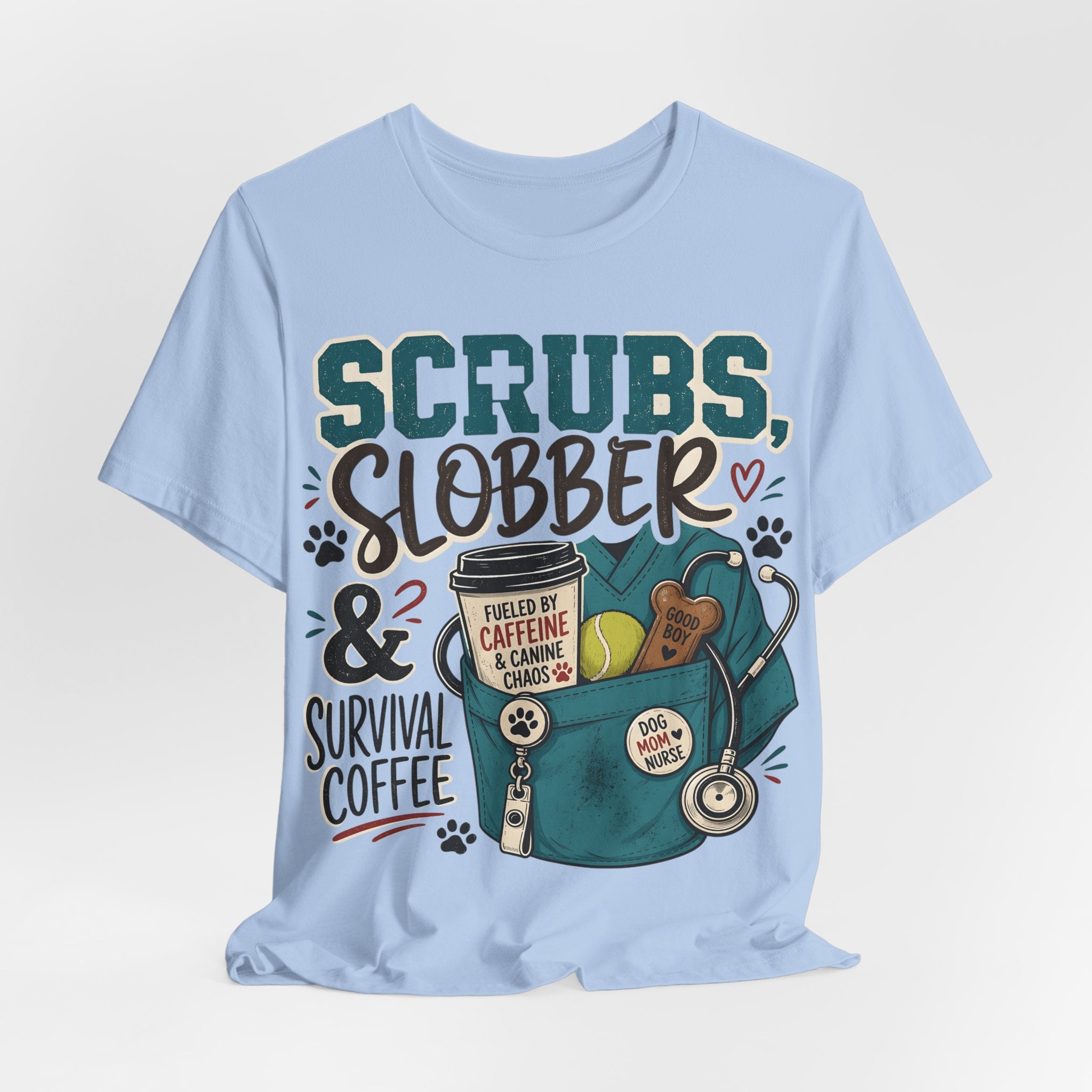 Scrubs, Slobber & Survival Coffee Tee — Funny Vet Nurse Shirt