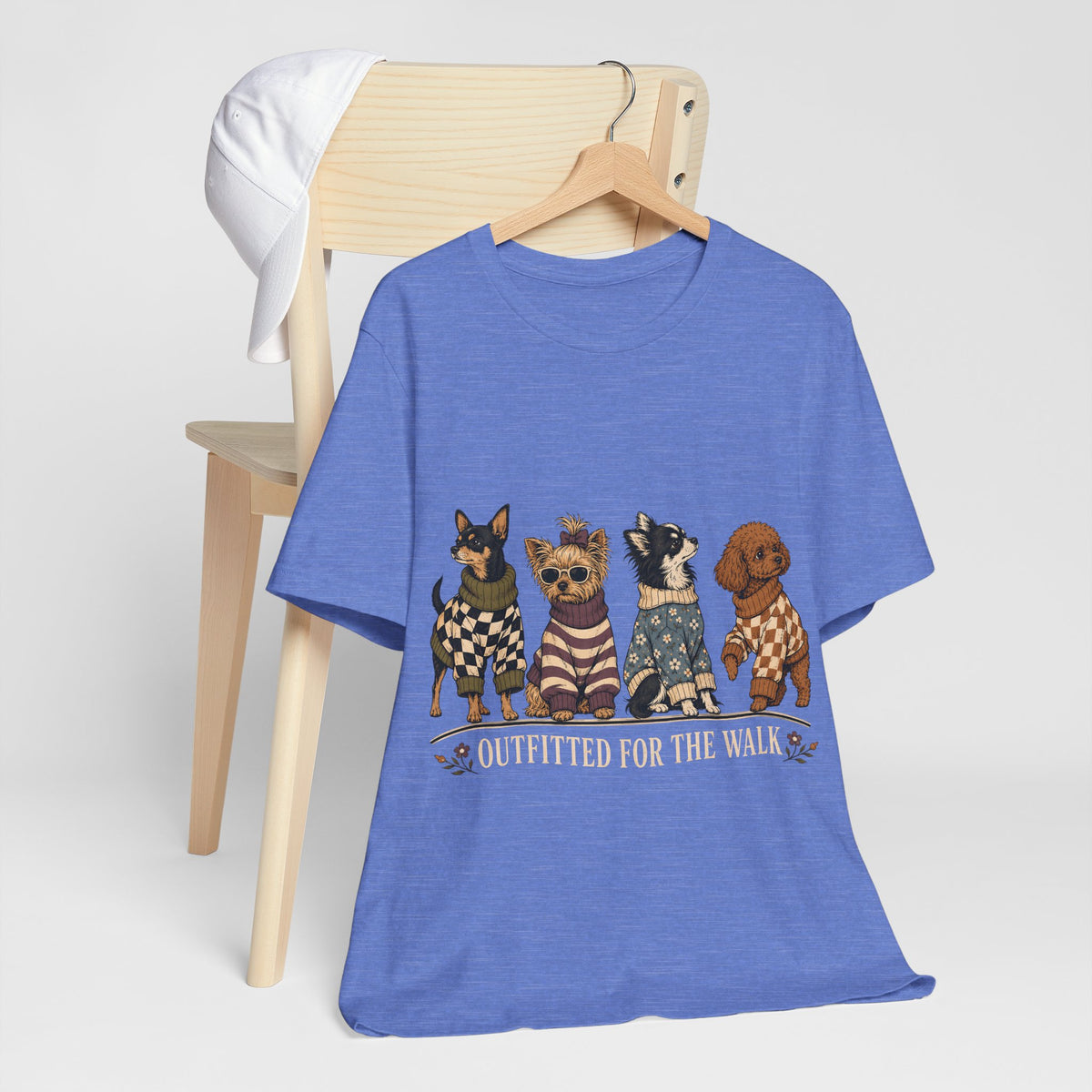 "Outfitted for the Walk" — Stylish Dog Mom T-Shirt