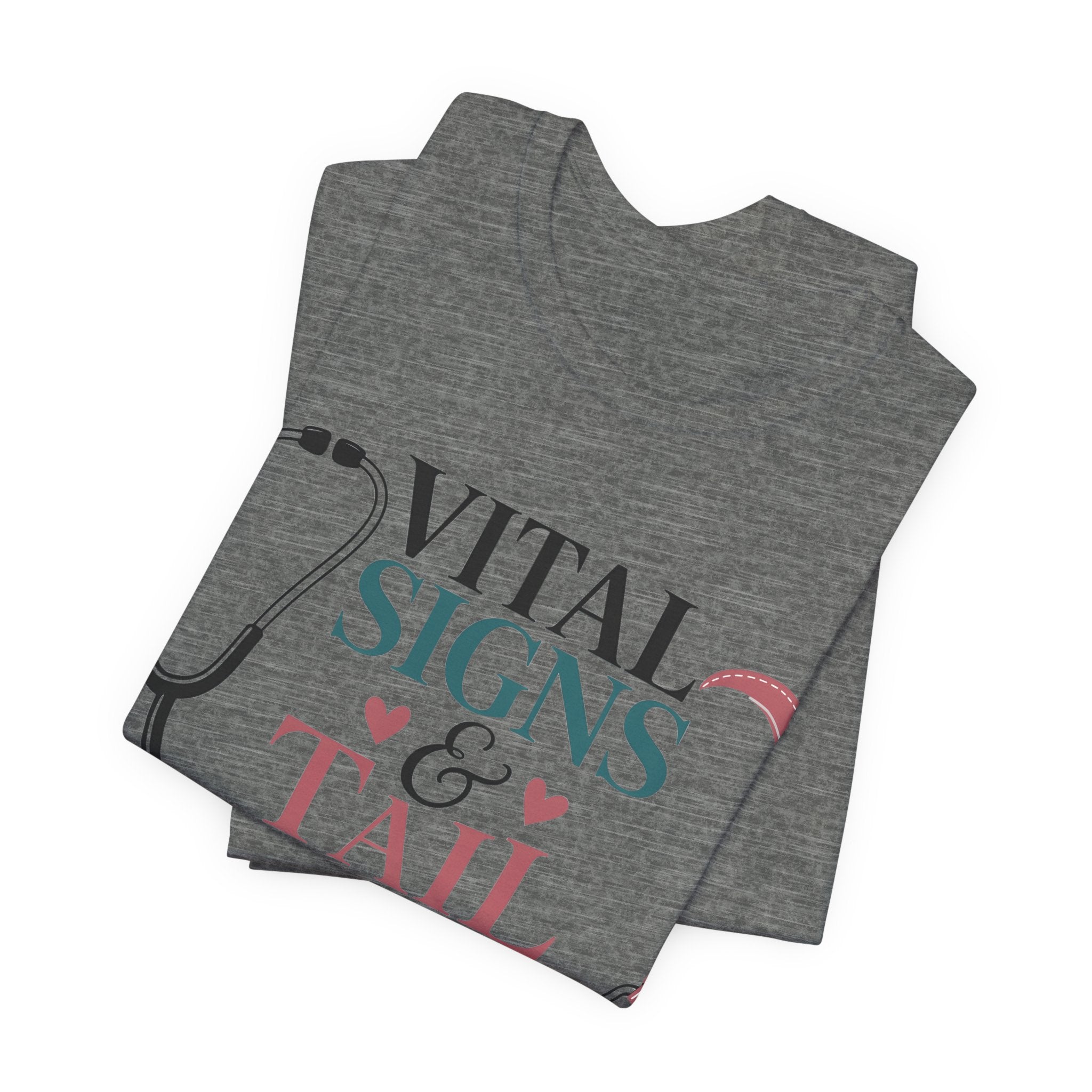 Vital Signs & Tail Wags Tee - Nurse Vet Stethoscope Paw Print T-Shirt