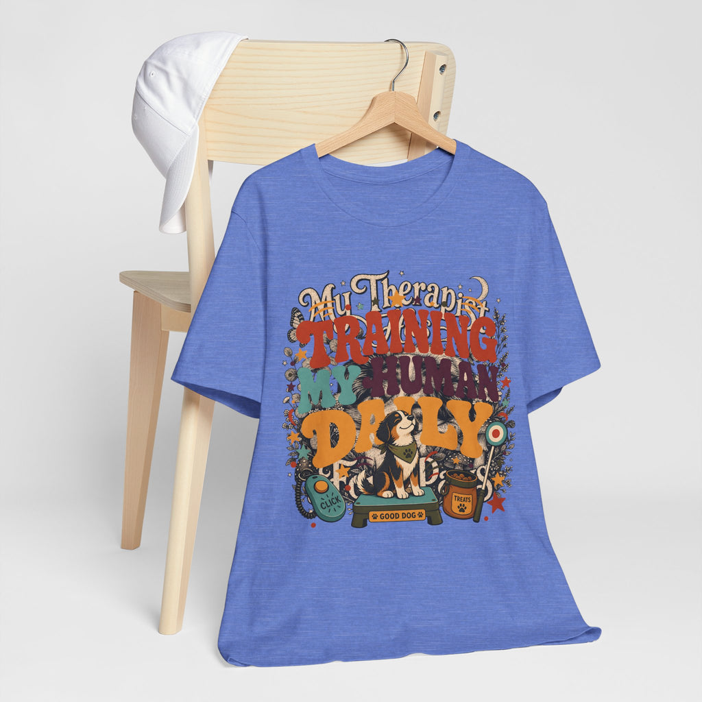 "Training My Human Daily" Dog T-Shirt — Funny Retro Pet Parent Graphic Tee