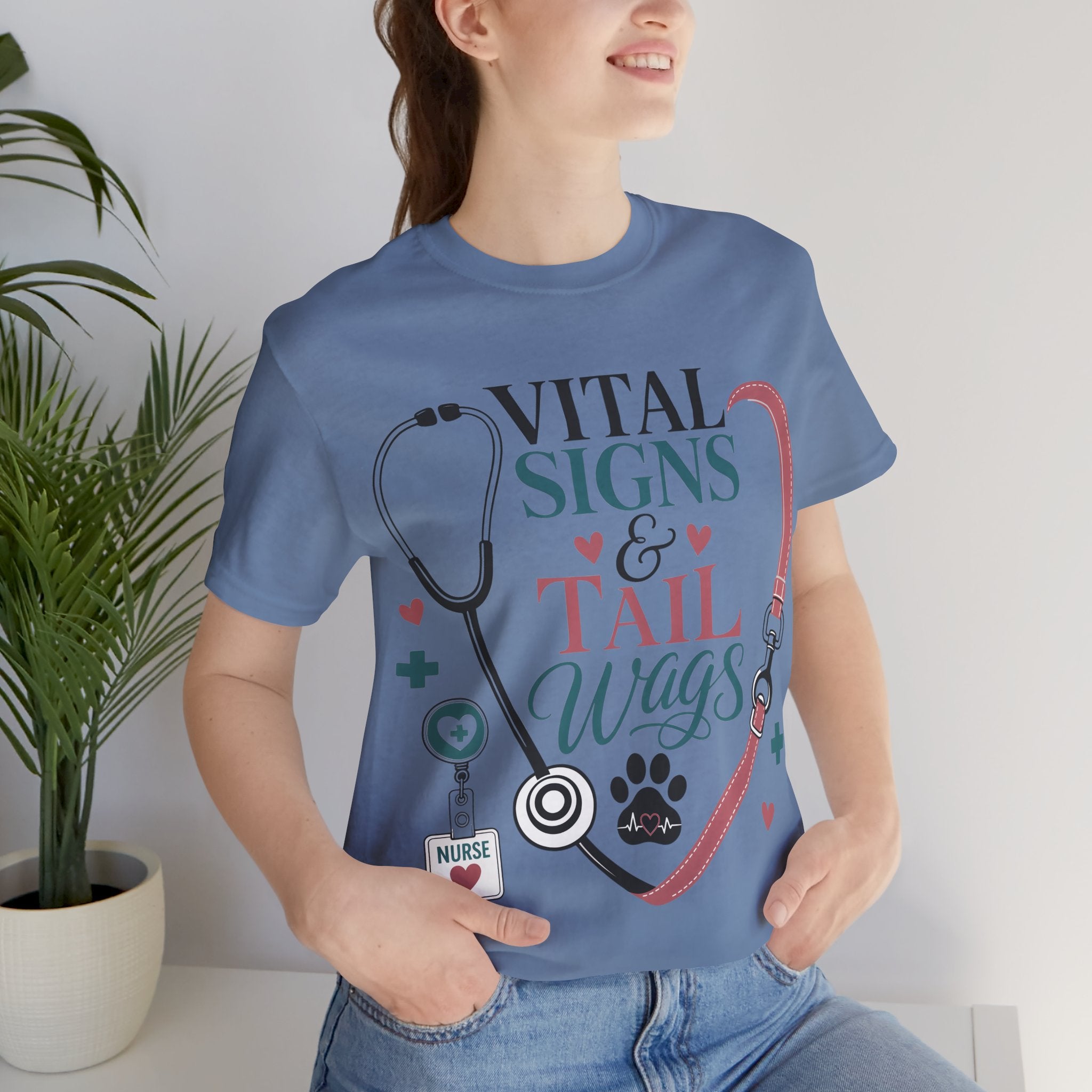 Vital Signs & Tail Wags Tee - Nurse Vet Stethoscope Paw Print T-Shirt