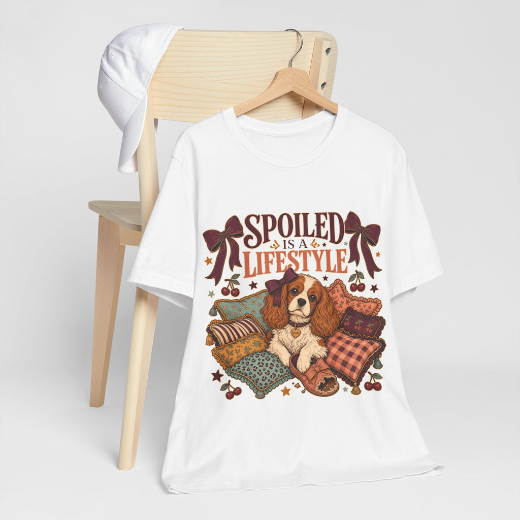 "Spoiled Is A Lifestyle" T-Shirt — Feminine Vintage Dog Mom Graphic Tee