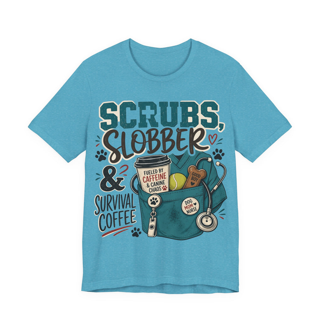Scrubs, Slobber & Survival Coffee Tee — Funny Vet Nurse Shirt