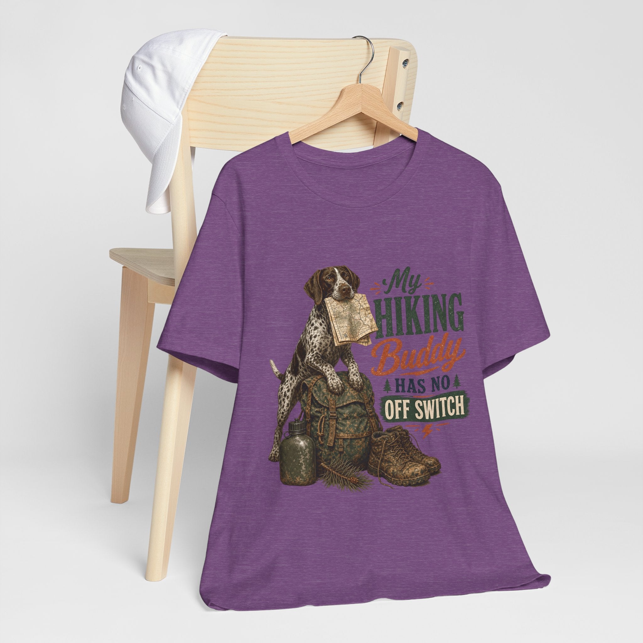 "My Hiking Buddy Has No Off Switch" Dog Lover T-Shirt — Hiking Dog Graphic Tee