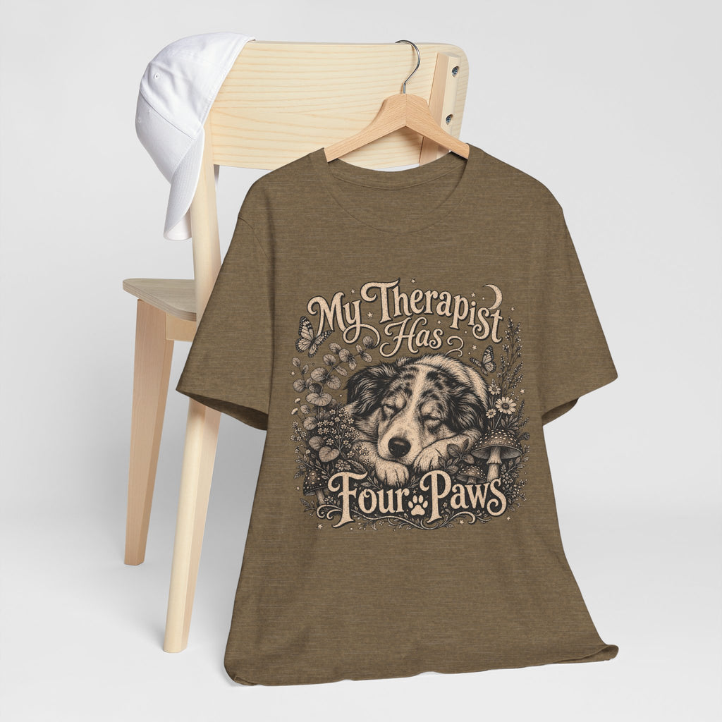Dog Lover T-Shirt — "My Therapist Has Four Paws" Graphic Tee