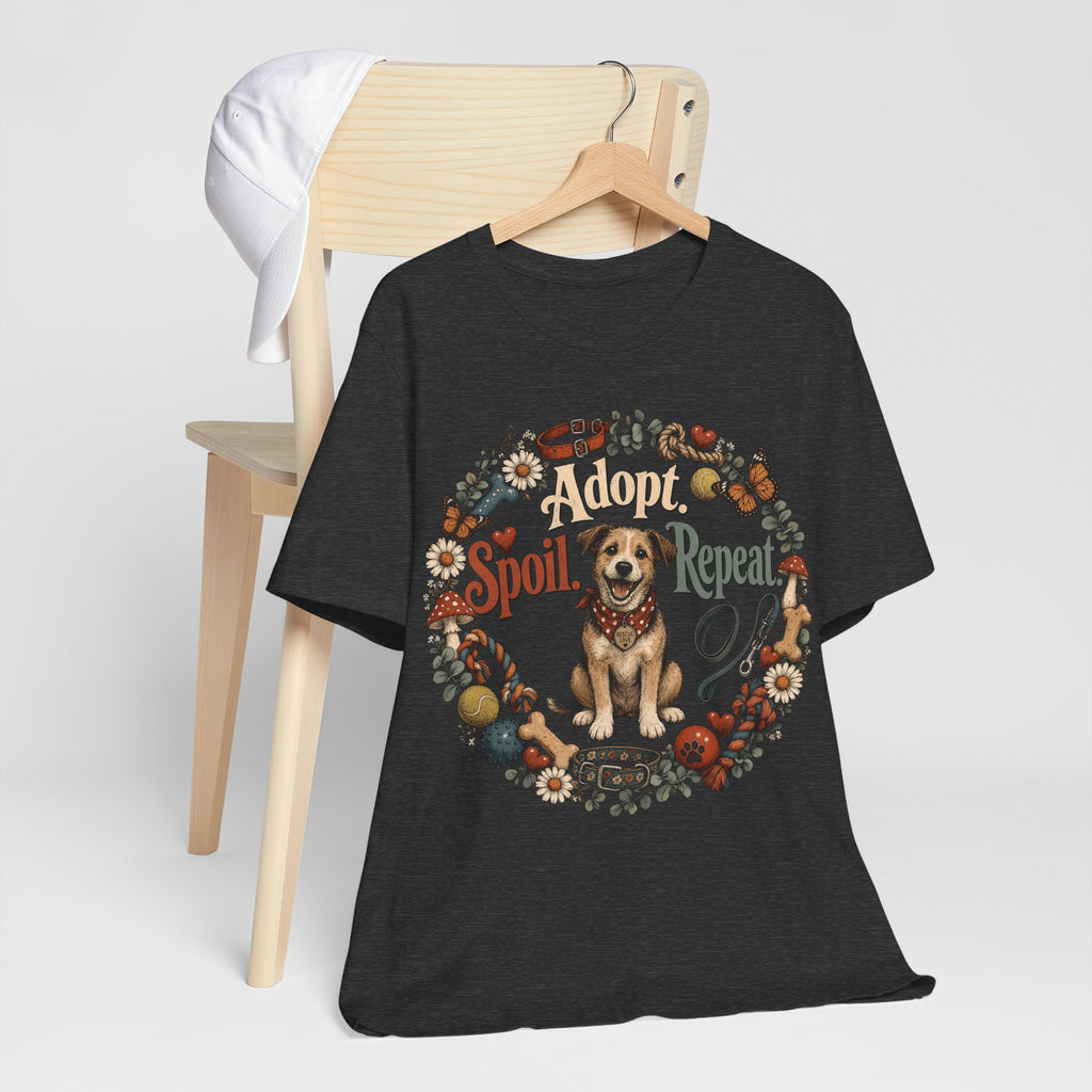 Adopt Spoil Repeat Dog T-Shirt – Cute Rescue Puppy Rescue Lover Tee