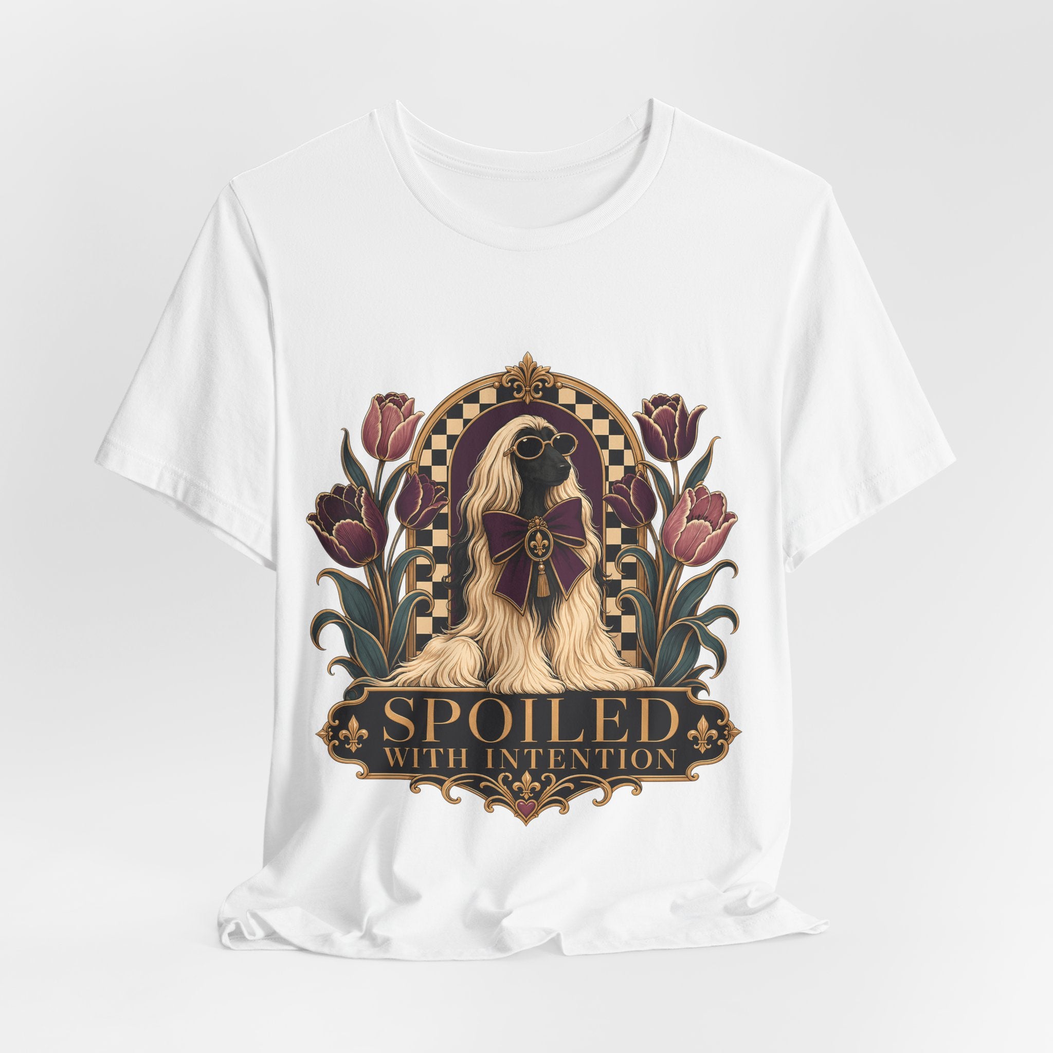"Spoiled with Intention" — Luxury Afghan Hound Dog Mom T-Shirt