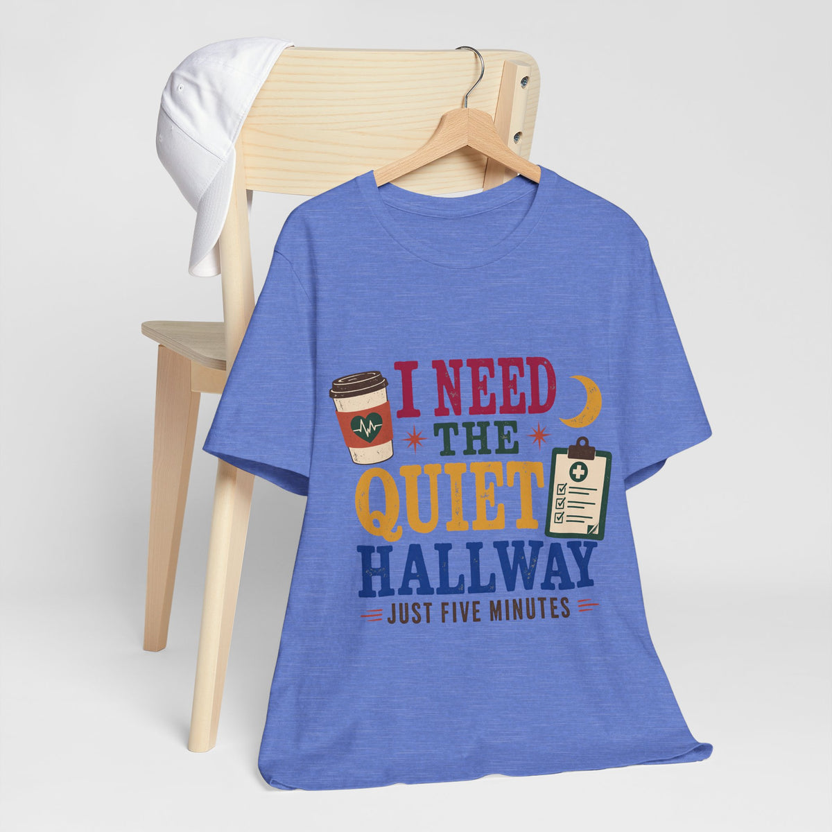 "Just Five Minutes" T-Shirt — Retro Quiet Hallway Nurse Graphic Tee