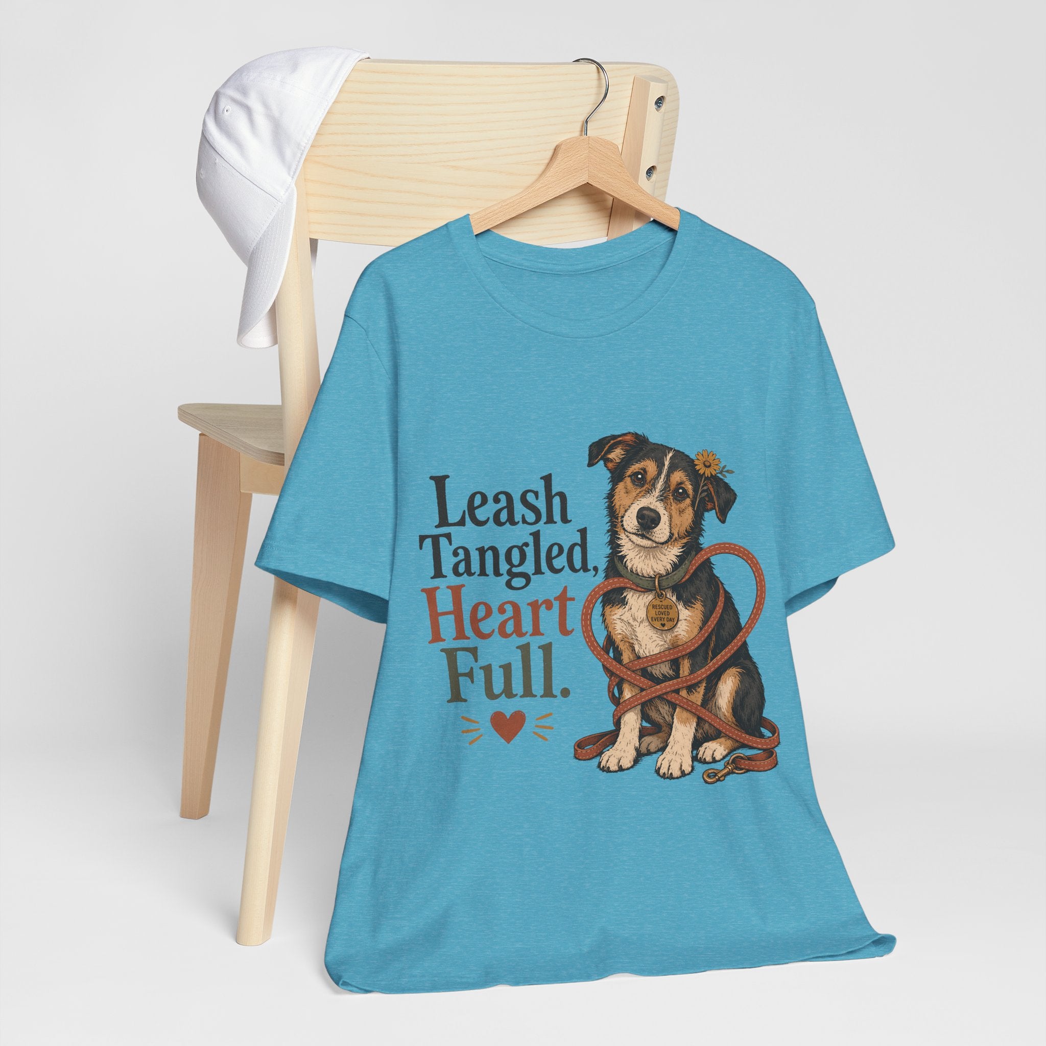 "Leash Tangled, Heart Full" Dog Lover T-Shirt — Dog Mom Graphic Tee