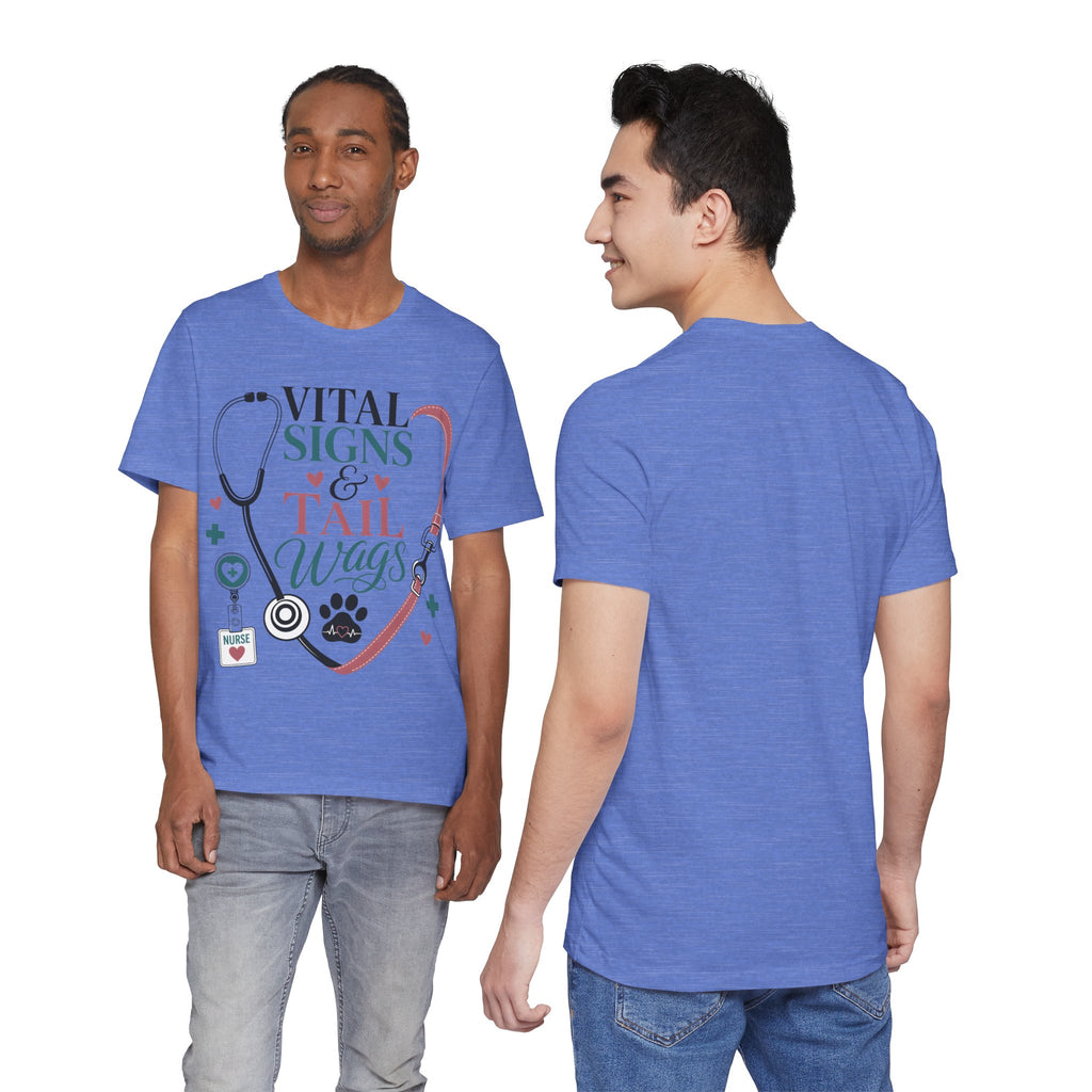 Vital Signs & Tail Wags Tee - Nurse Vet Stethoscope Paw Print T-Shirt