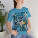 Scrubs, Slobber & Survival Coffee Tee — Funny Vet Nurse Shirt