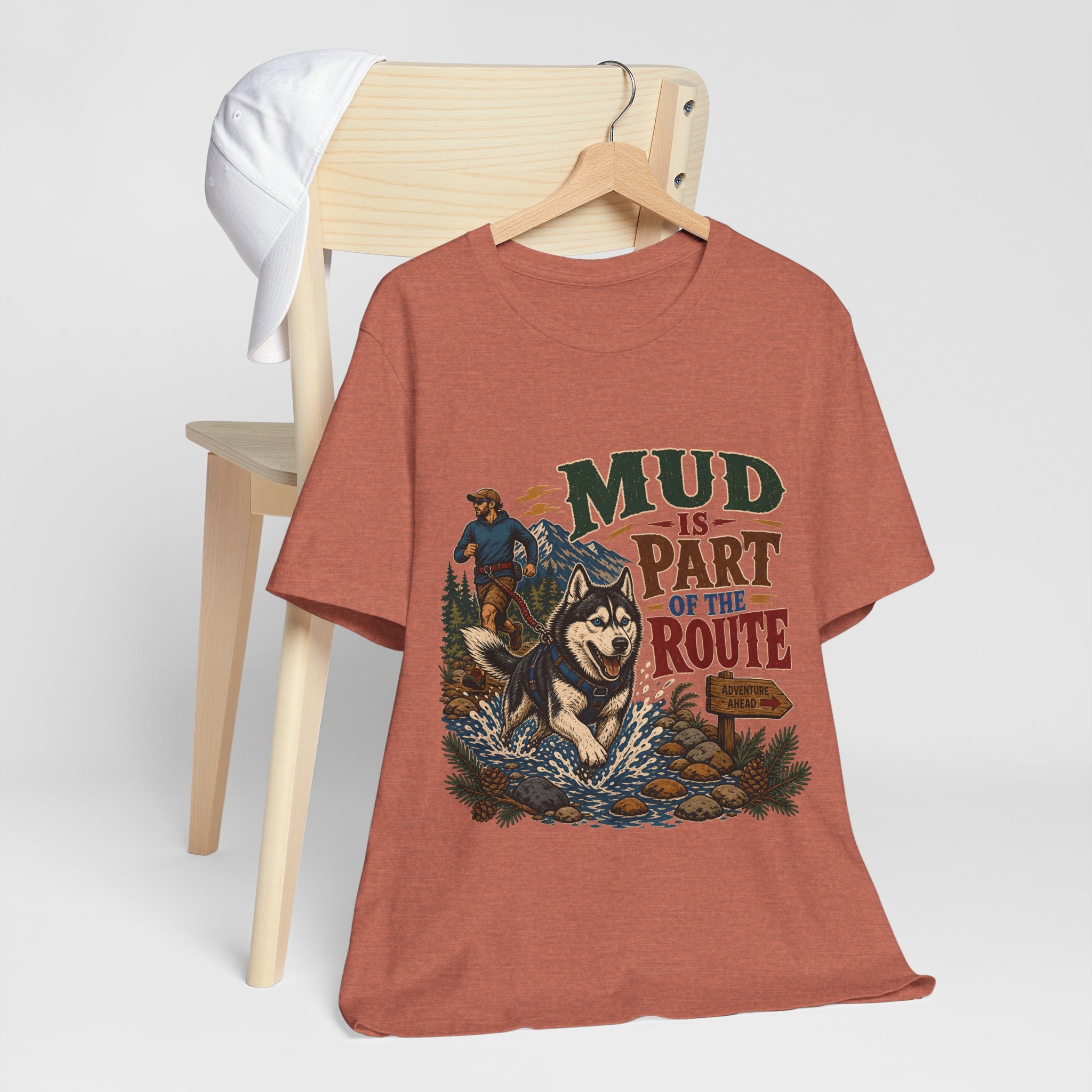 "Mud Is Part Of The Route" T-Shirt — Adventure Husky Hiking Graphic Tee