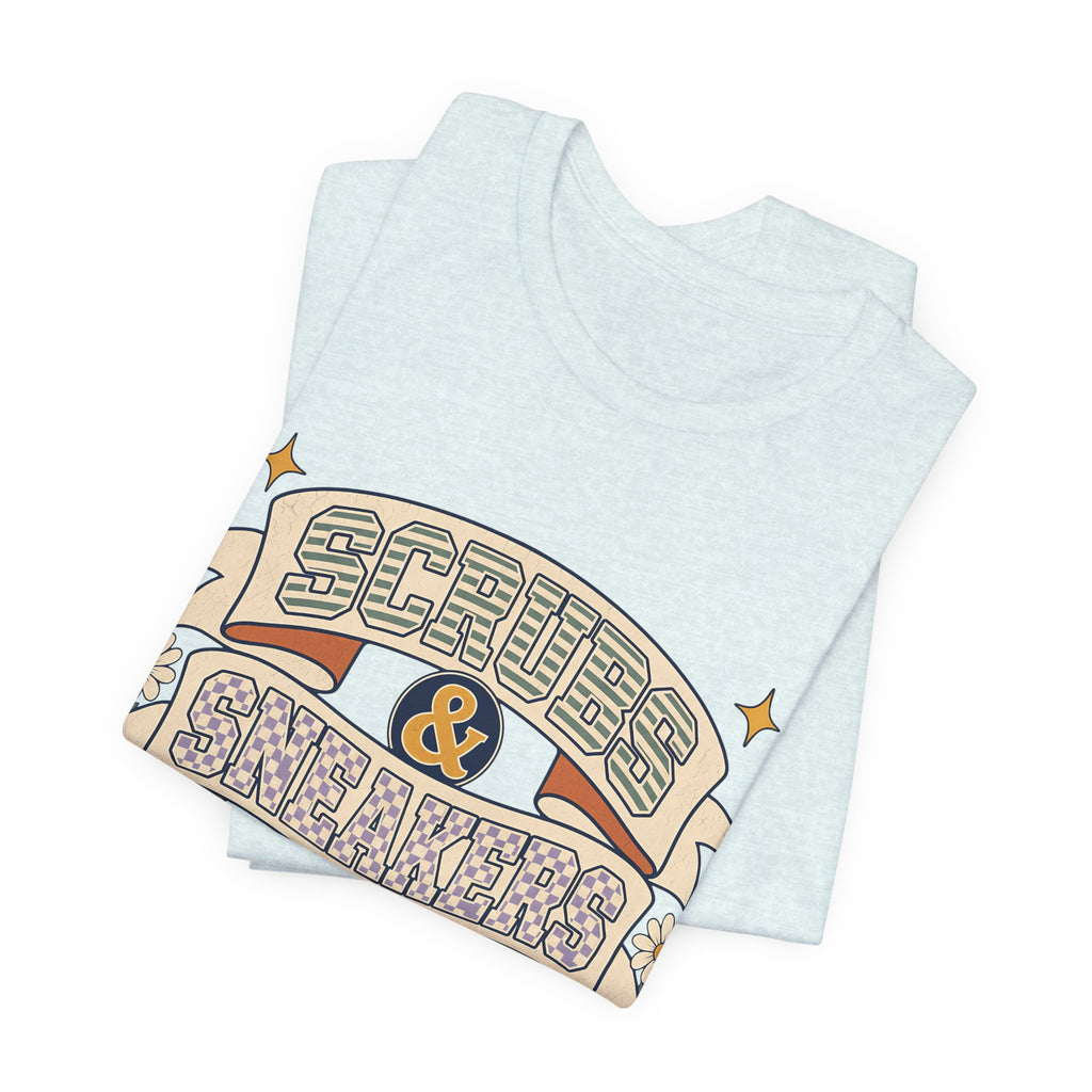 "Scrubs & Sneakers" — Preppy Nurse T-Shirt