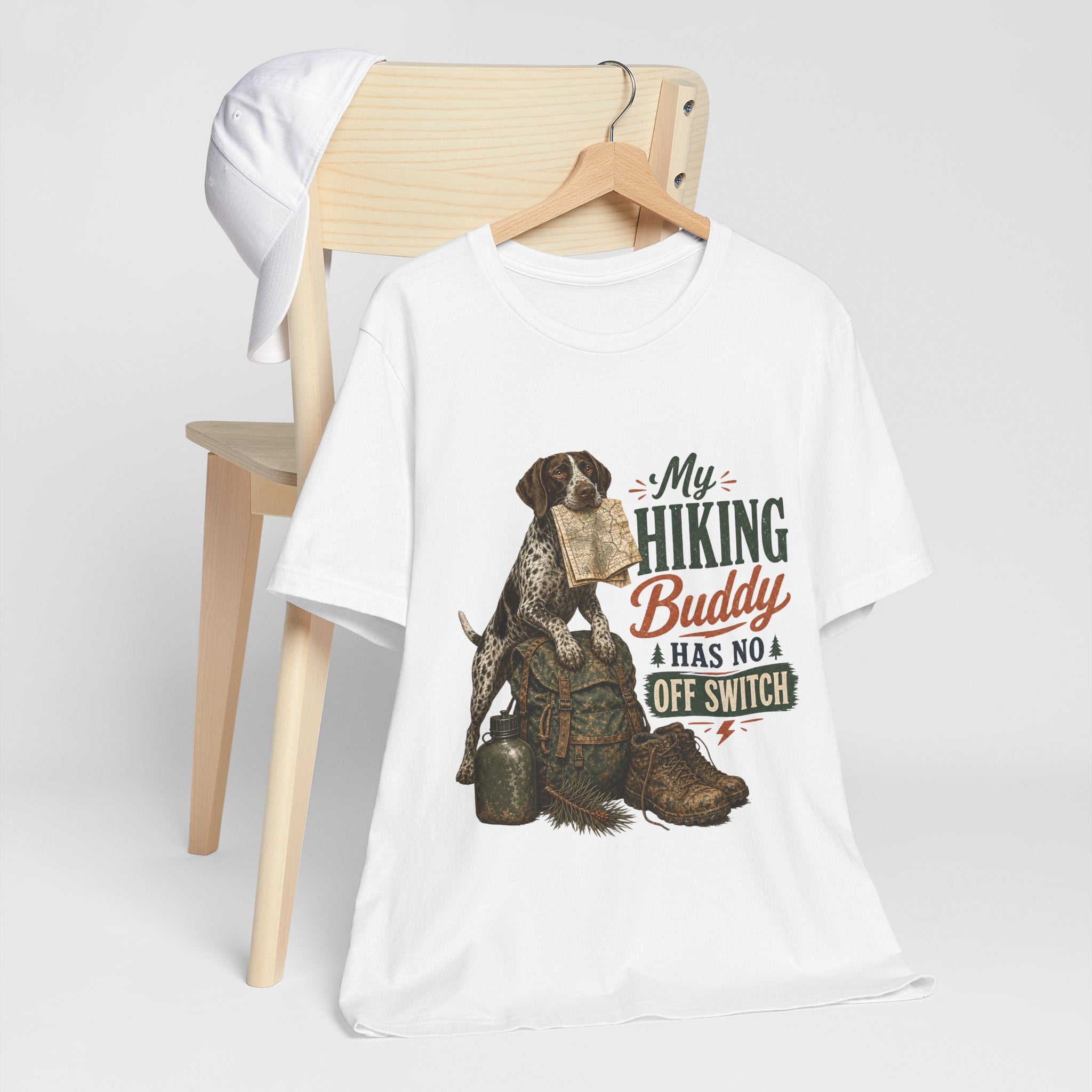 "My Hiking Buddy Has No Off Switch" Dog Lover T-Shirt — Hiking Dog Graphic Tee