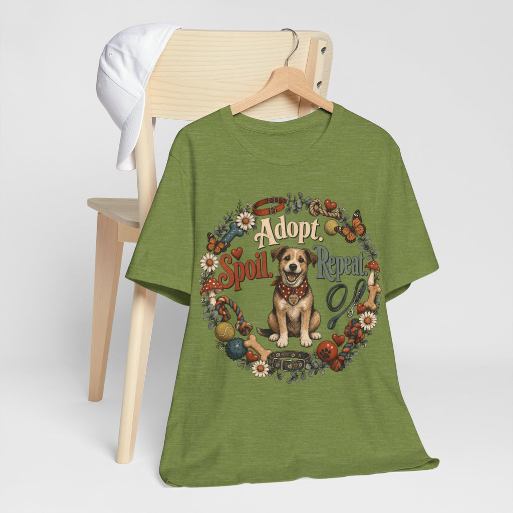 Adopt Spoil Repeat Dog T-Shirt – Cute Rescue Puppy Rescue Lover Tee