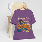 "Snuggle Duty Never Clocks Out" Nurse T-Shirt — Dog Mom Nurse Graphic Tee